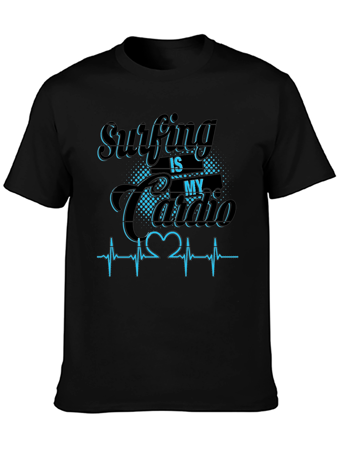 Camiseta Negra Surfing is my Cardio