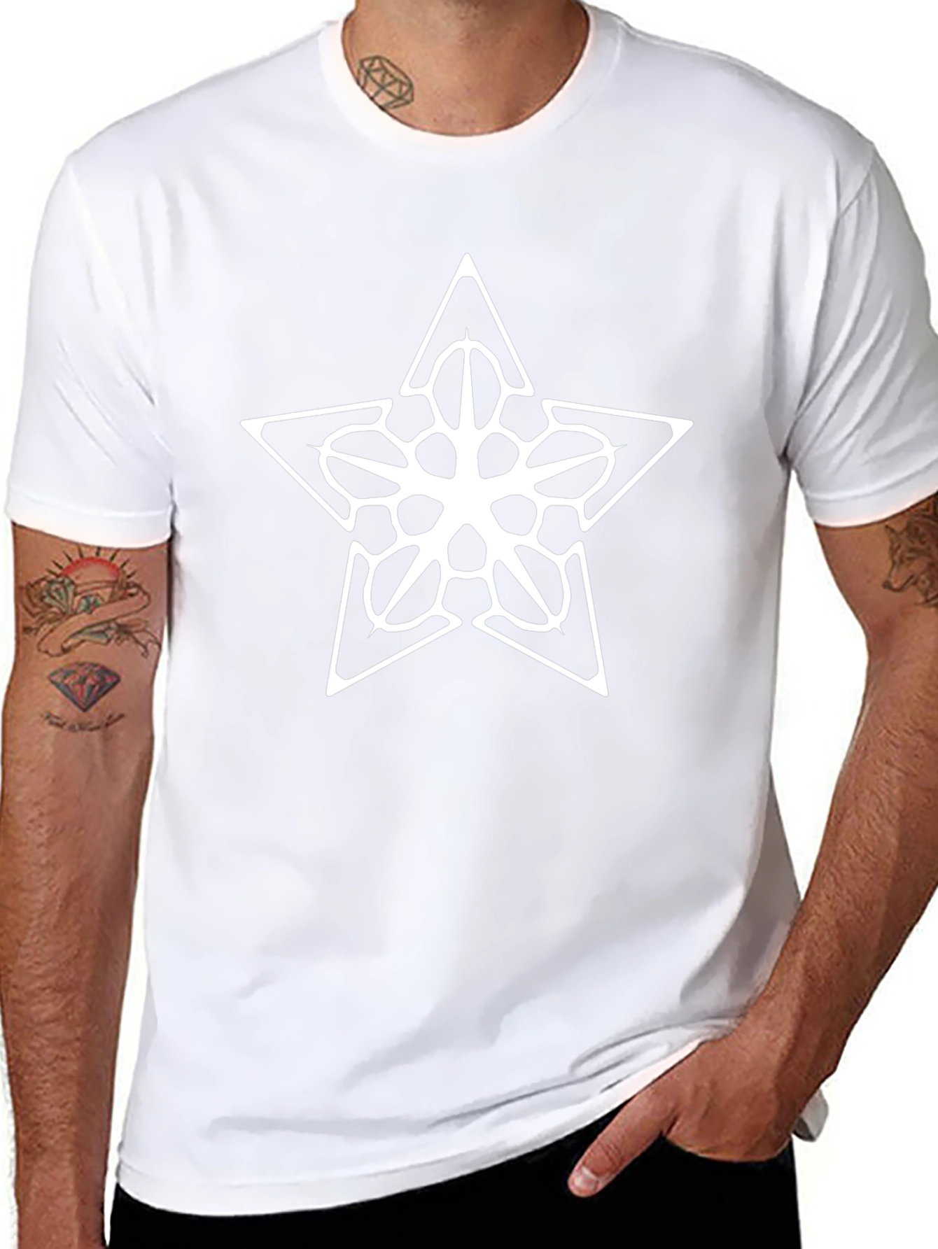 Camiseta Negra Estrella Abstracta Diseño Único