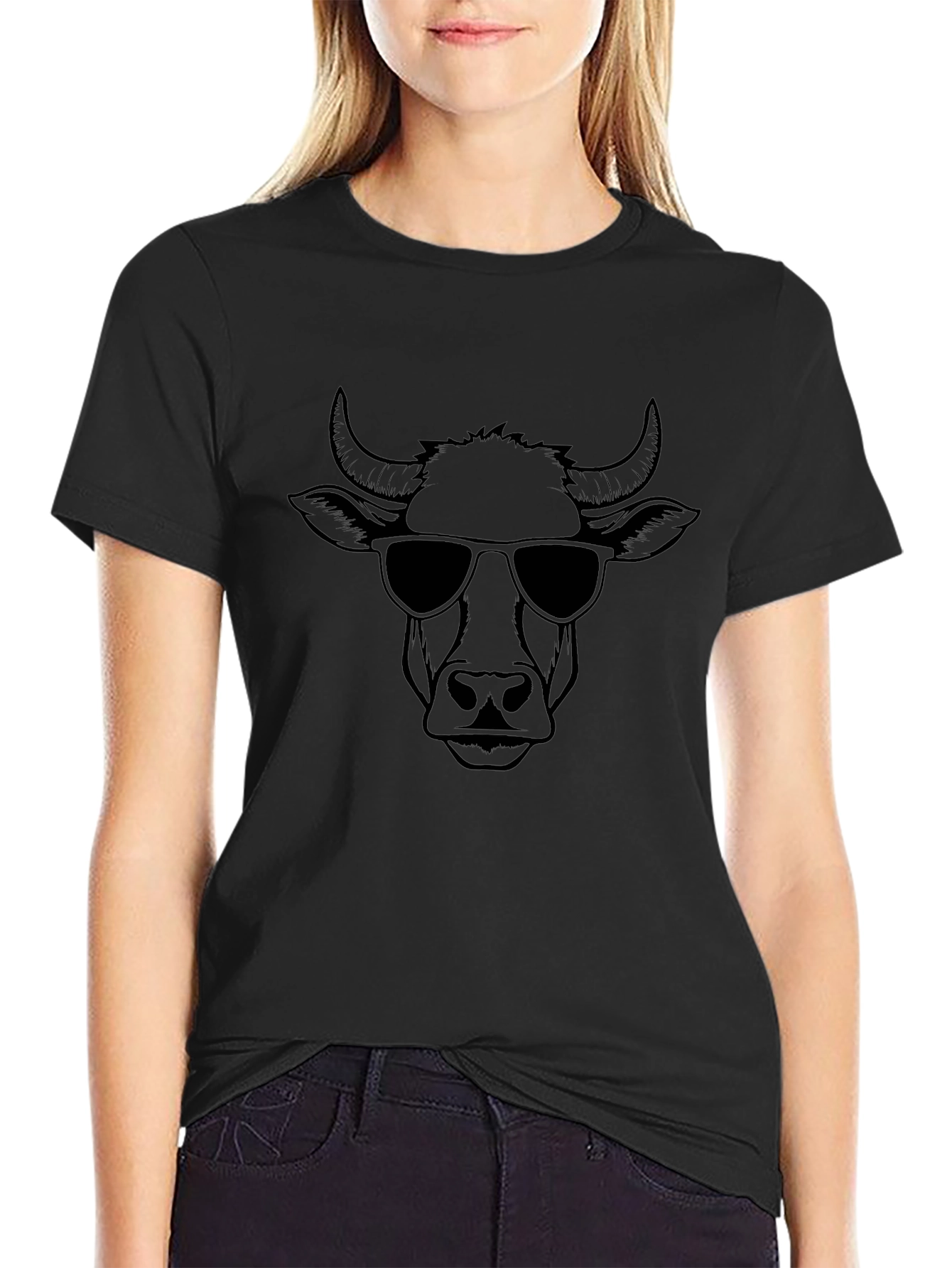 Camiseta Negra con Diseño de Toro Cool