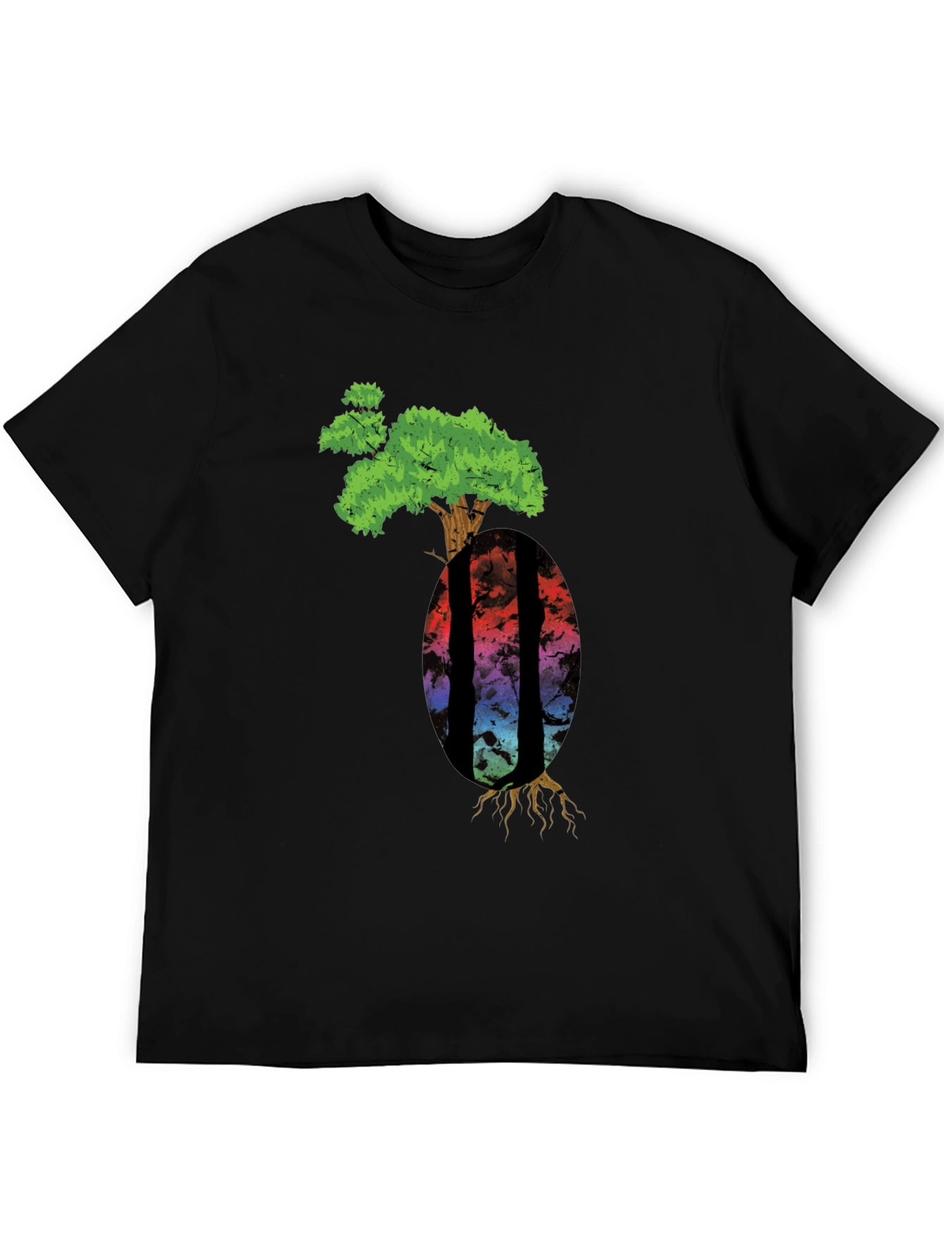 Camiseta Negra con Diseño de Árbol Místico