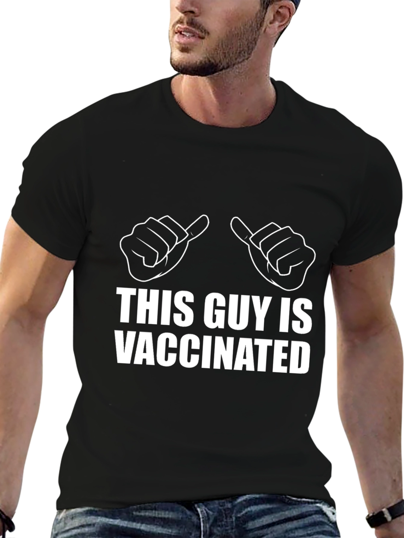 Camiseta Negra con Diseño de Vacunación