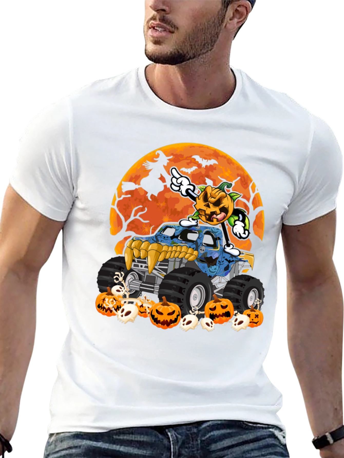 Camiseta Halloween Camión Monstruo Calabaza