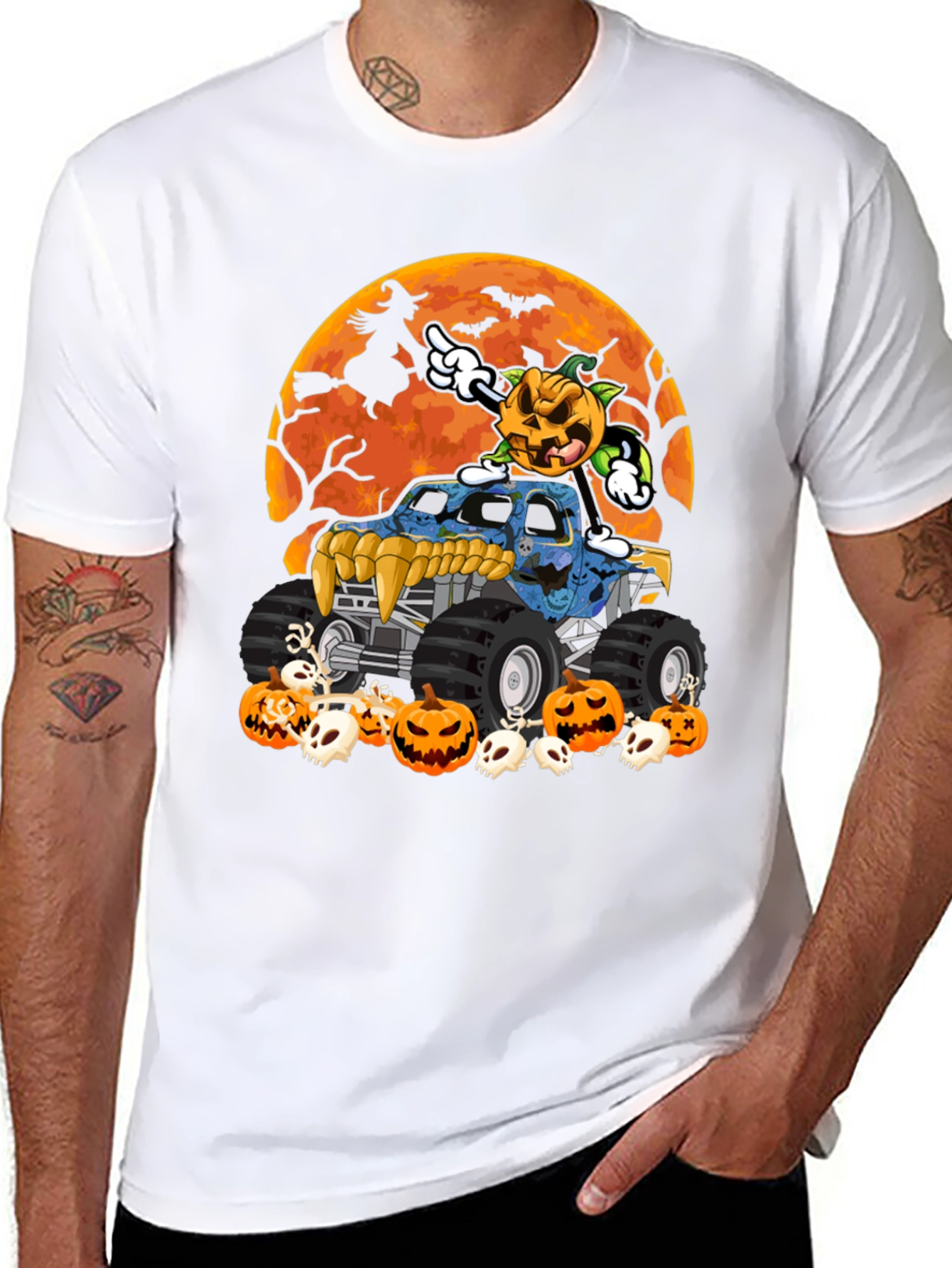 Camiseta Halloween Camión Monstruo Calabaza