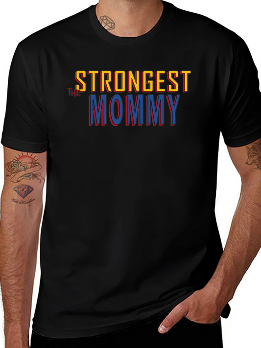 Camiseta Negra Strongest Mommy para Hombre