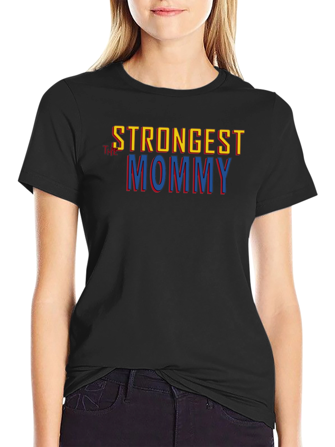 Camiseta Negra Strongest Mommy para Hombre