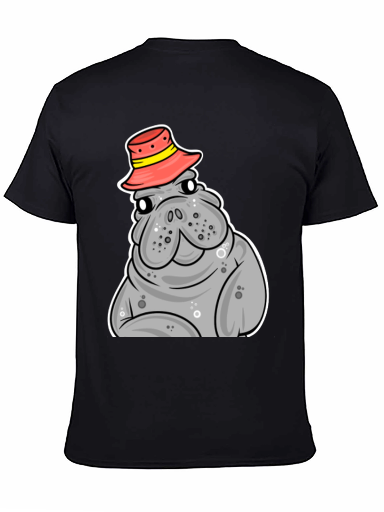 Camiseta Negra con Manatí con Sombrero