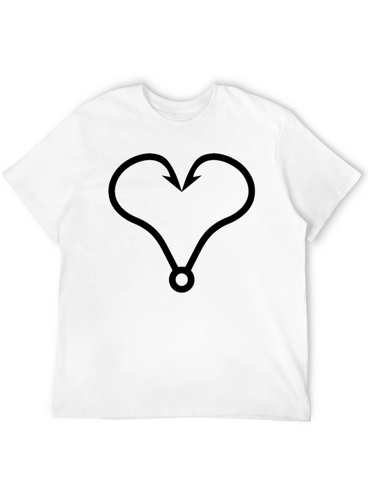 Camiseta Negra con Diseño de Corazón y Anzuelo
