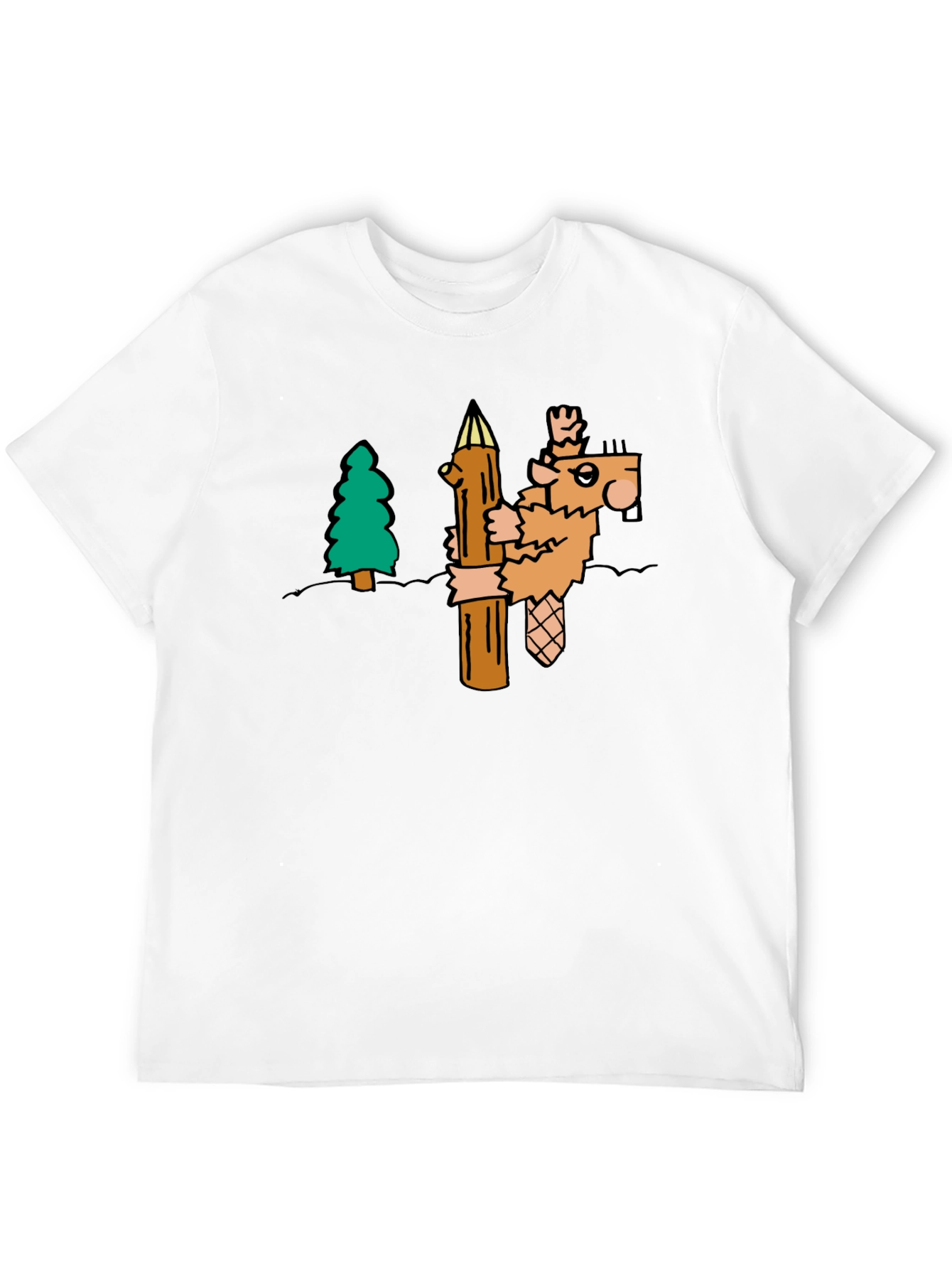 Camiseta Negra con Diseño de Castor Leñador