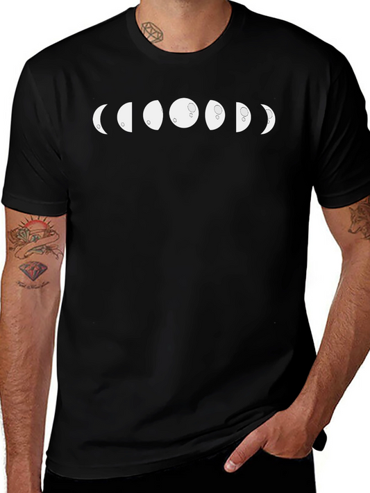 Camiseta Negra Fases Lunares Estampadas