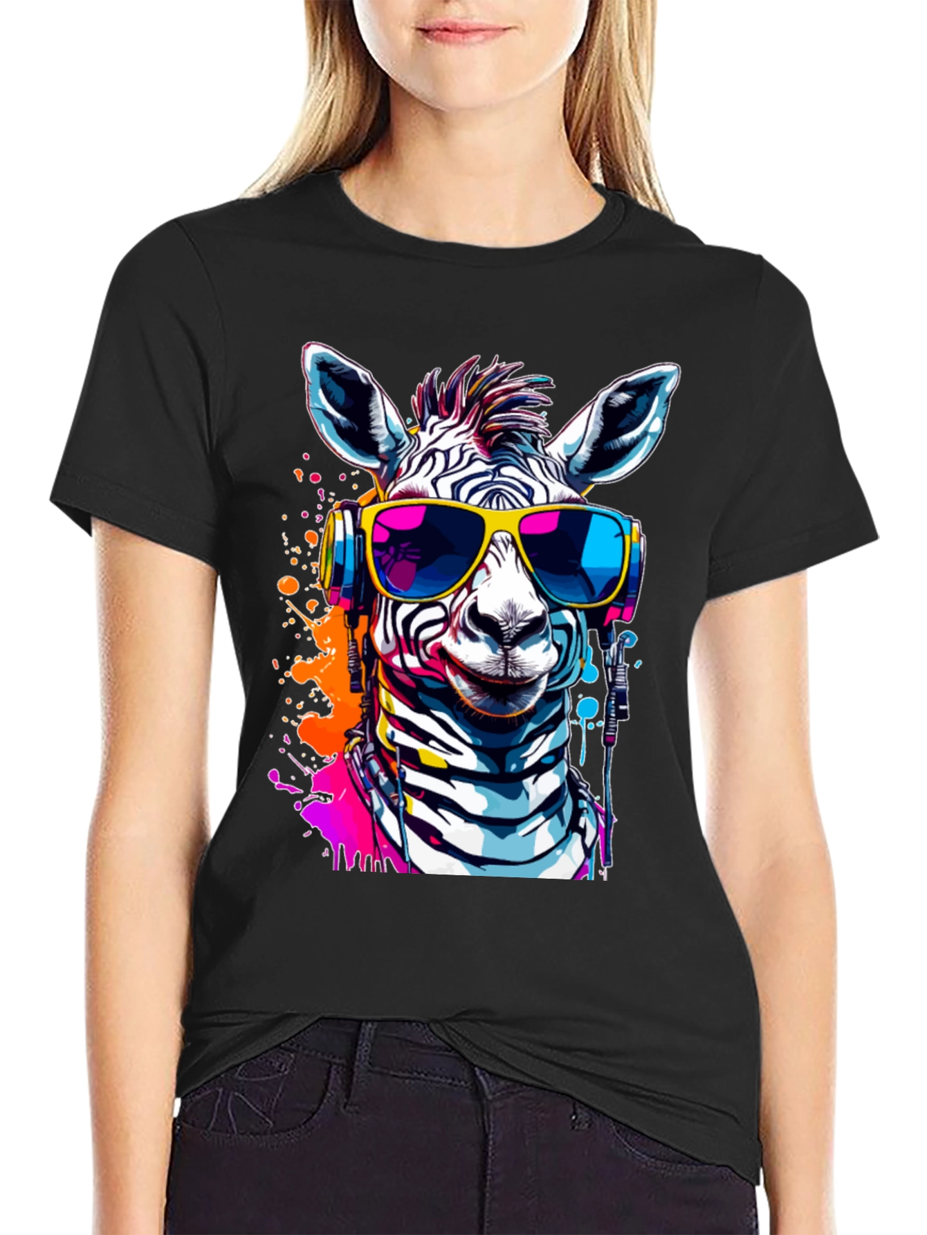Camiseta Negra con Zebra DJ