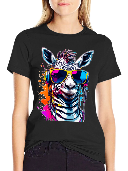 Camiseta Negra con Zebra DJ