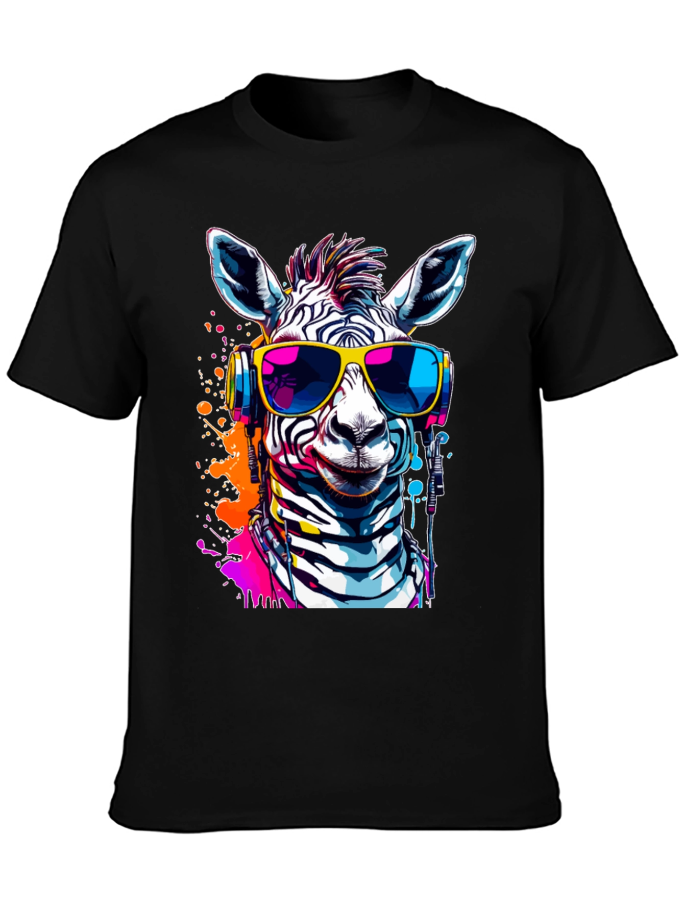 Camiseta Negra con Zebra DJ