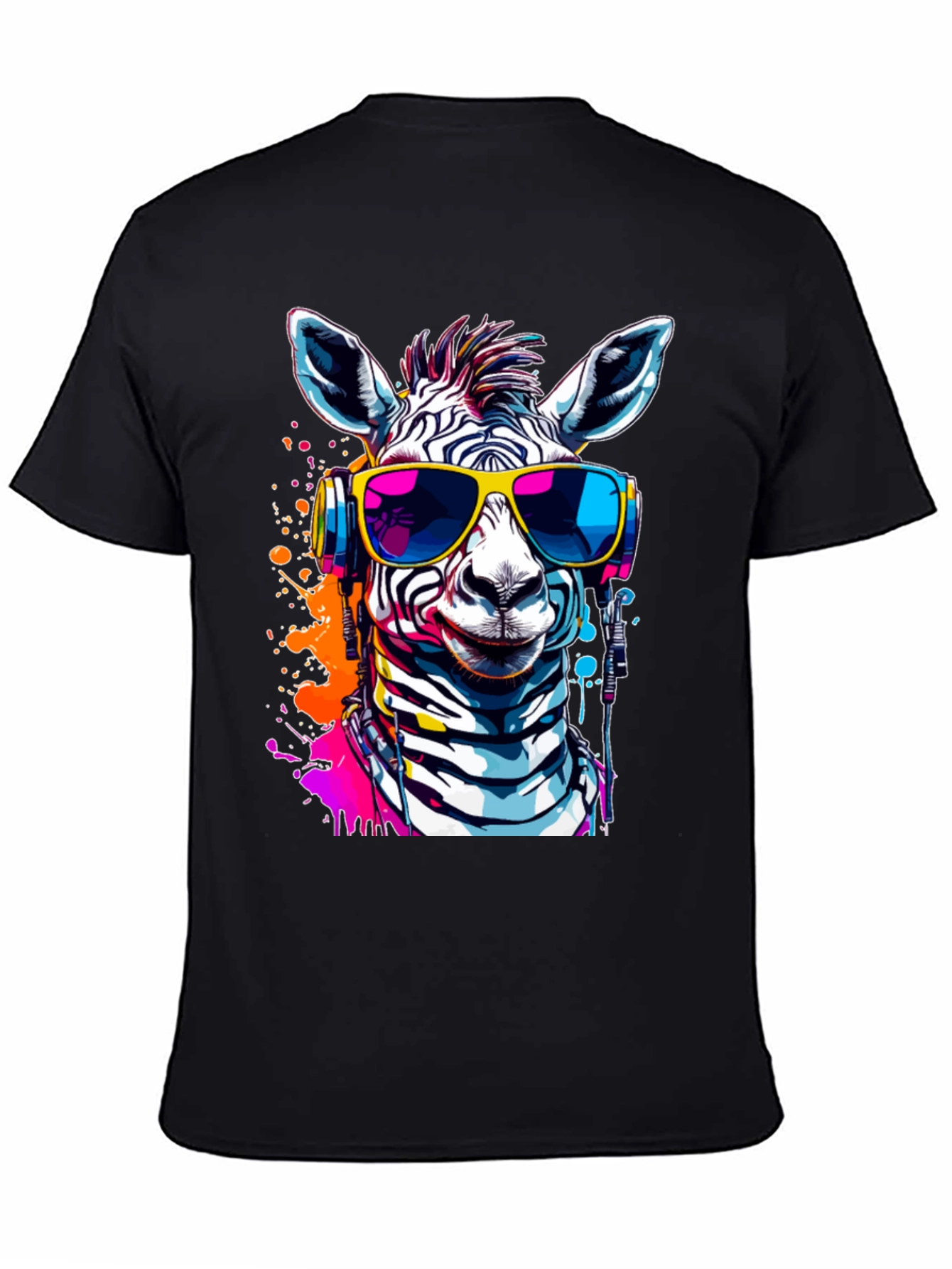 Camiseta Negra con Zebra DJ