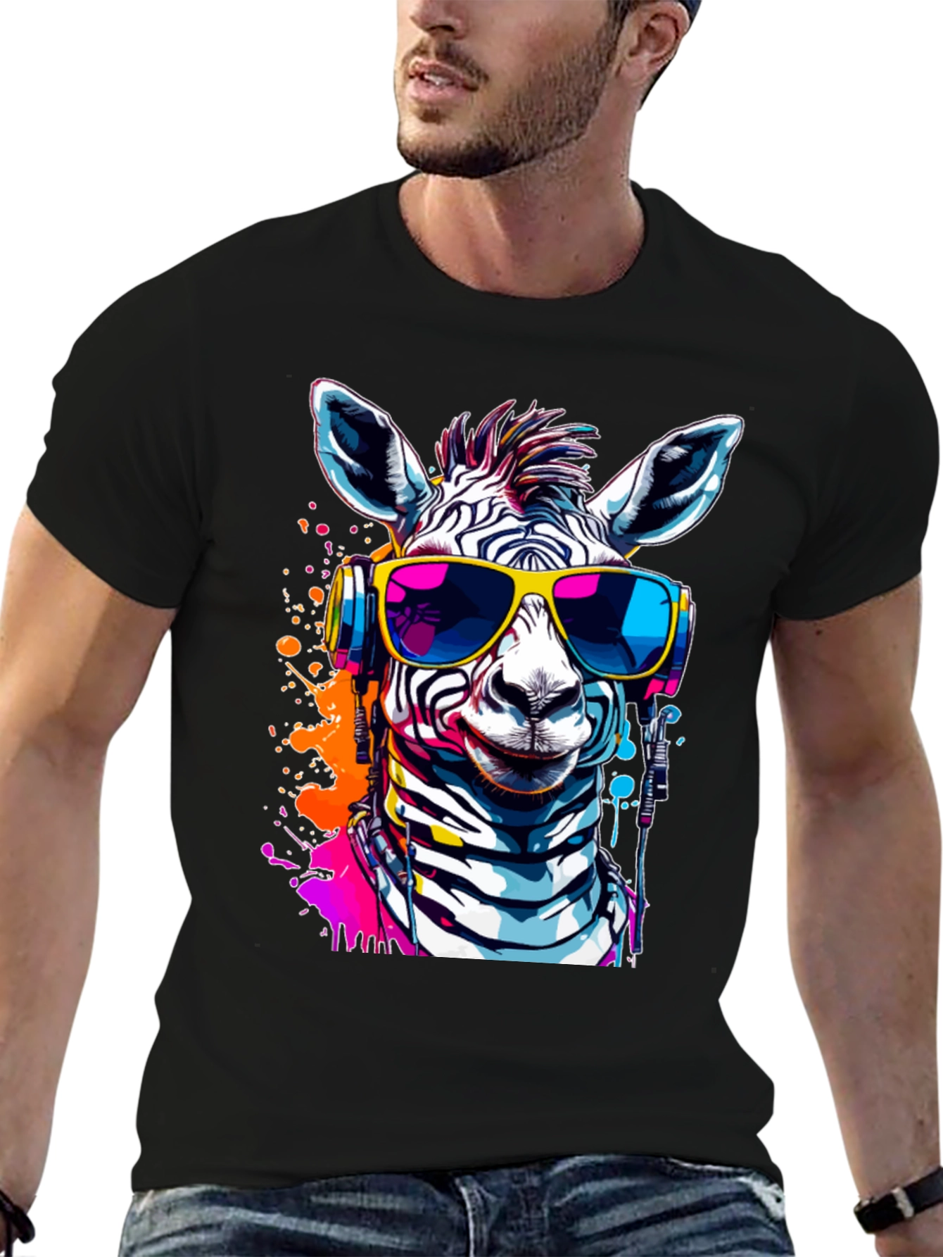 Camiseta Negra con Zebra DJ