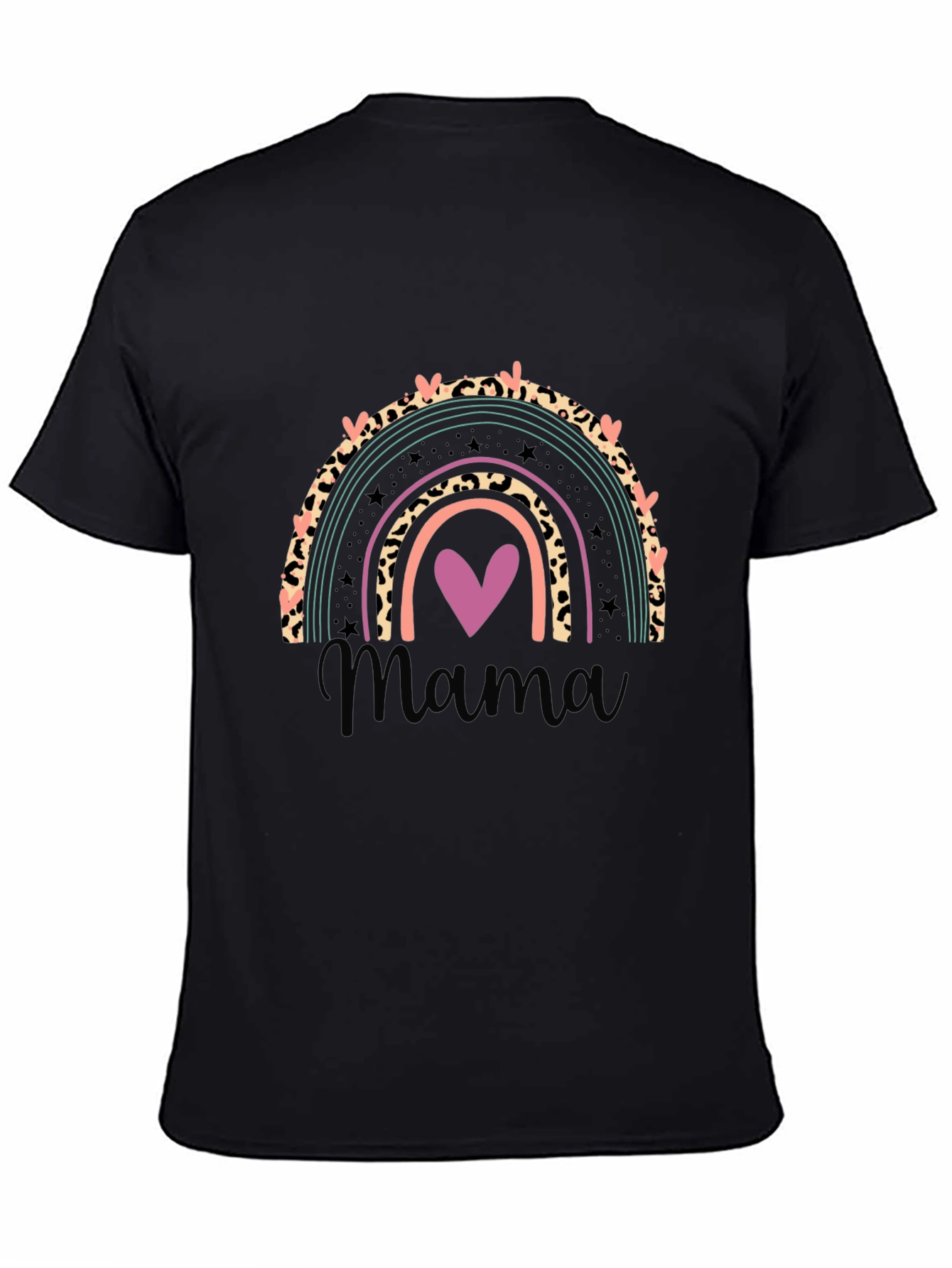 Camiseta Negra Mujer Diseño Arcoíris Mama
