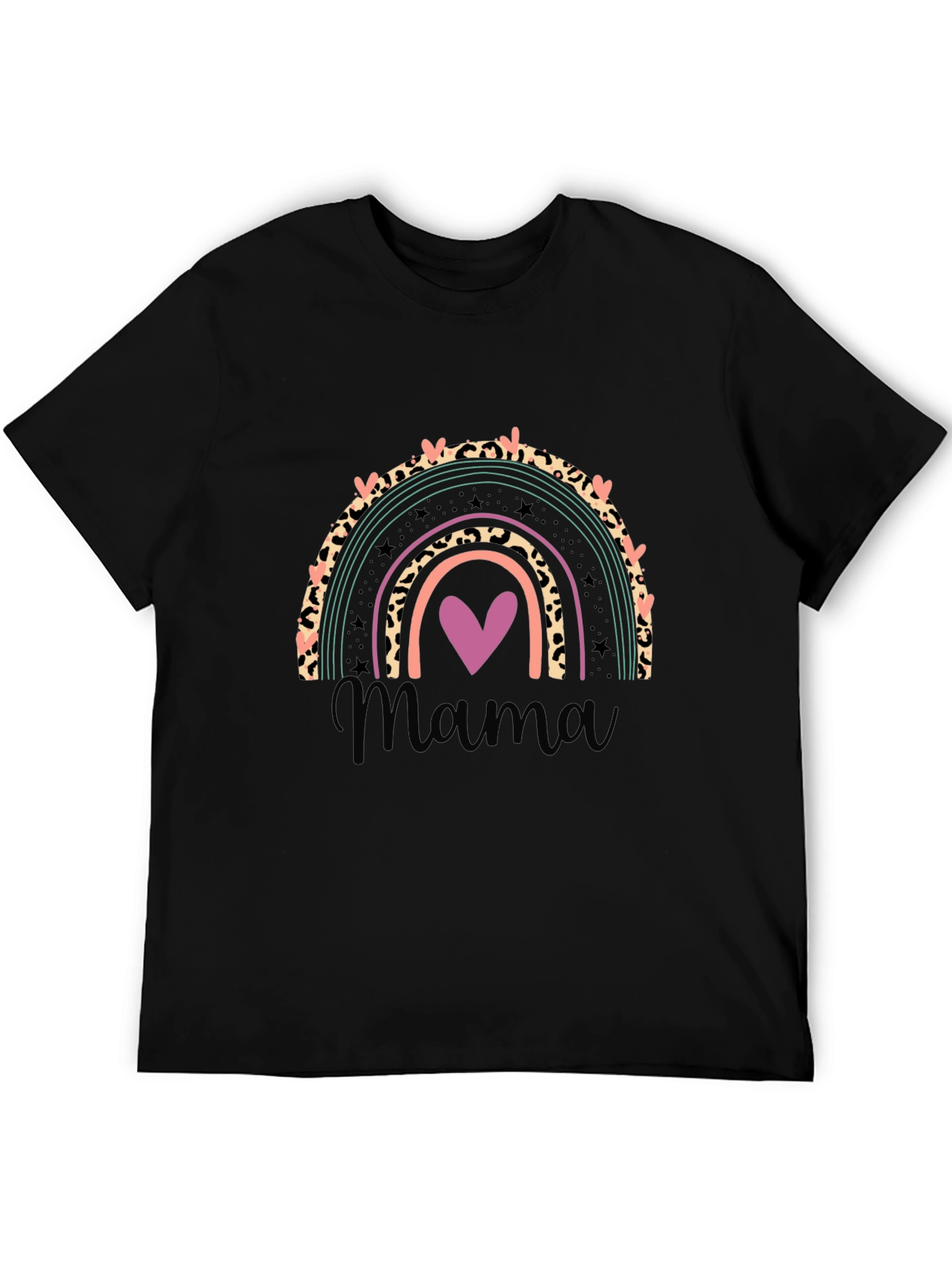 Camiseta Negra Mujer Diseño Arcoíris Mama