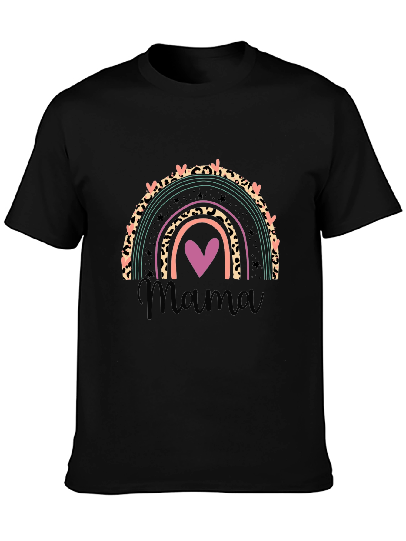 Camiseta Negra Mujer Diseño Arcoíris Mama