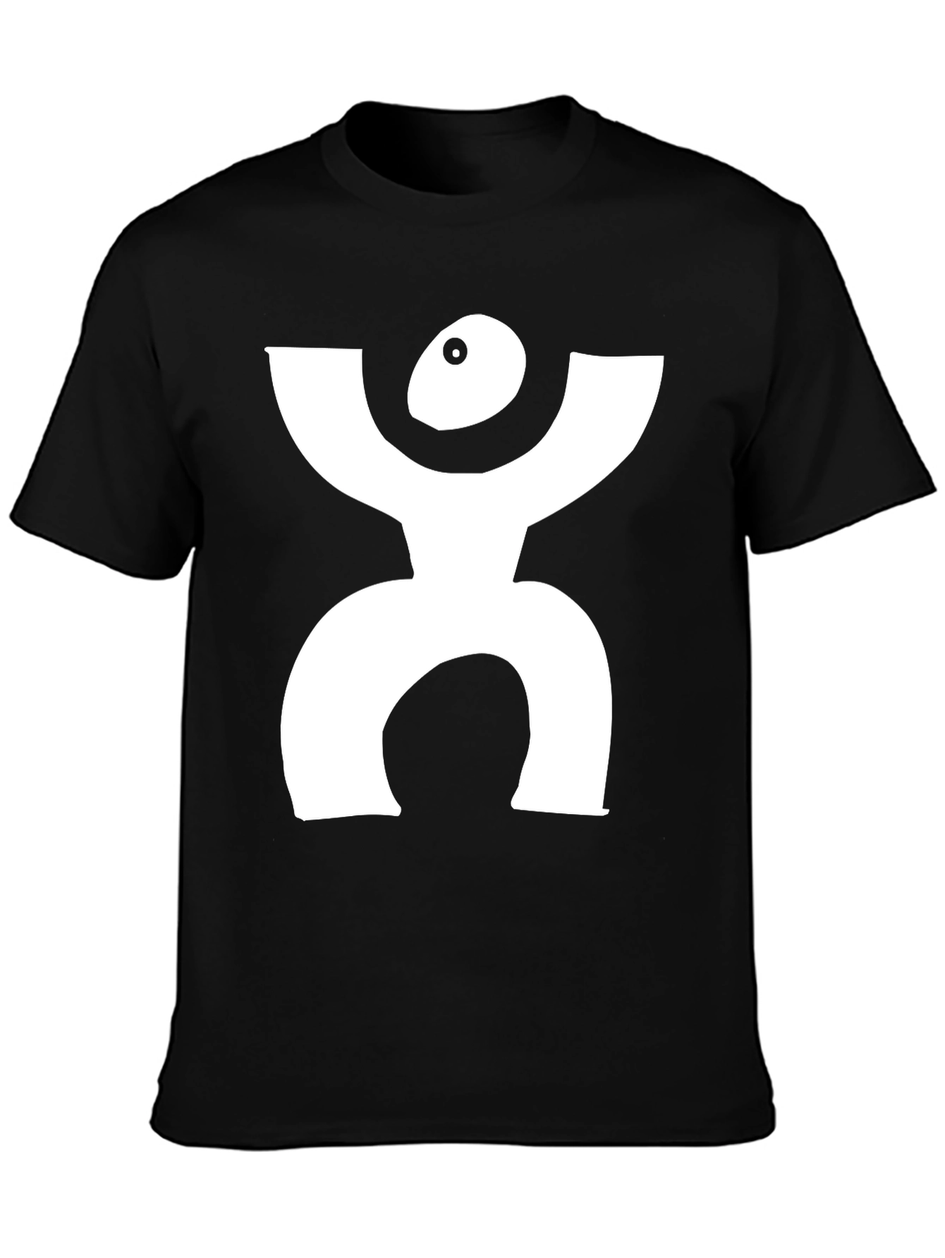 Camiseta Negra con Diseño Blanco Abstracto