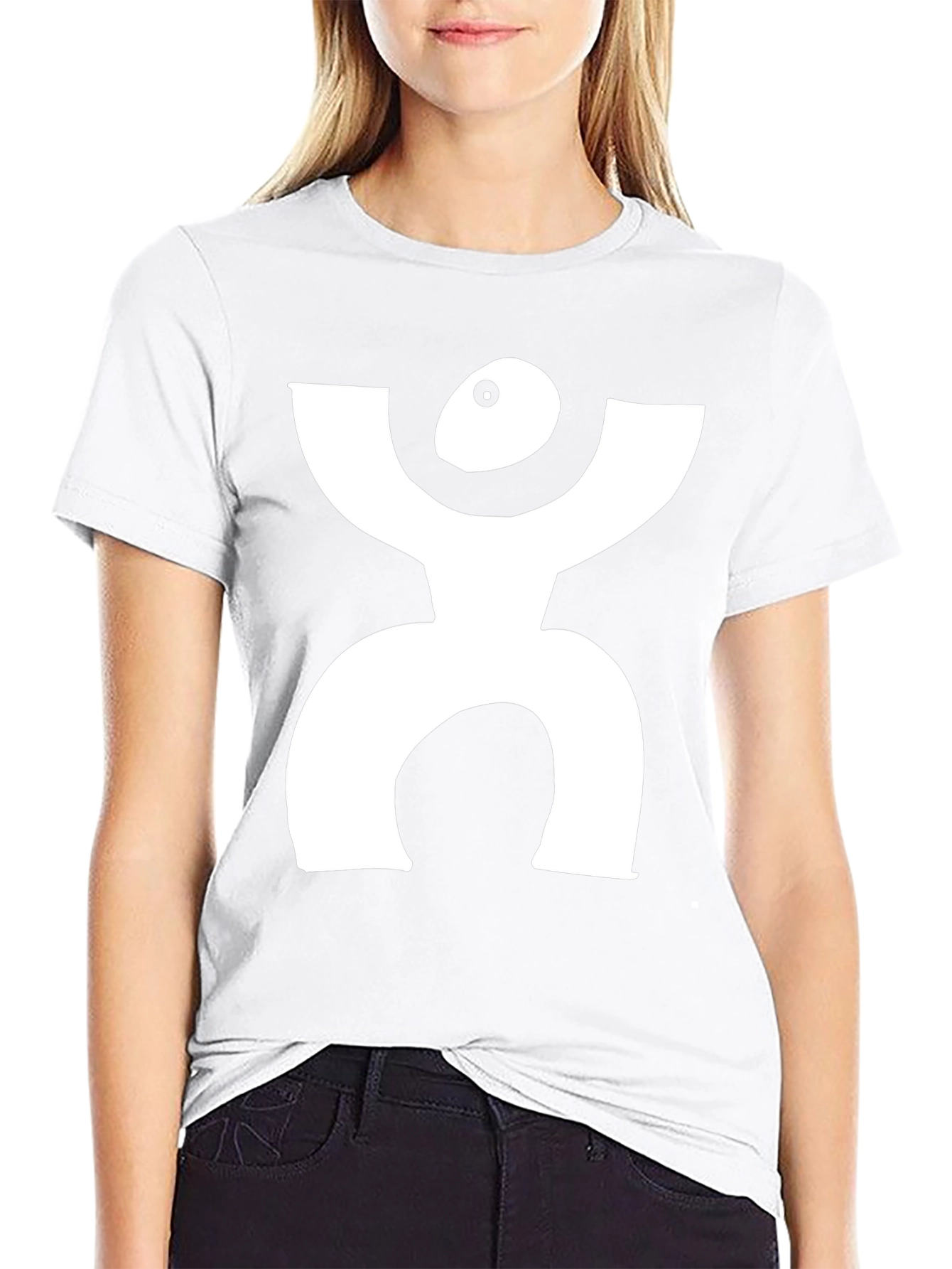 Camiseta Negra con Diseño Blanco Abstracto