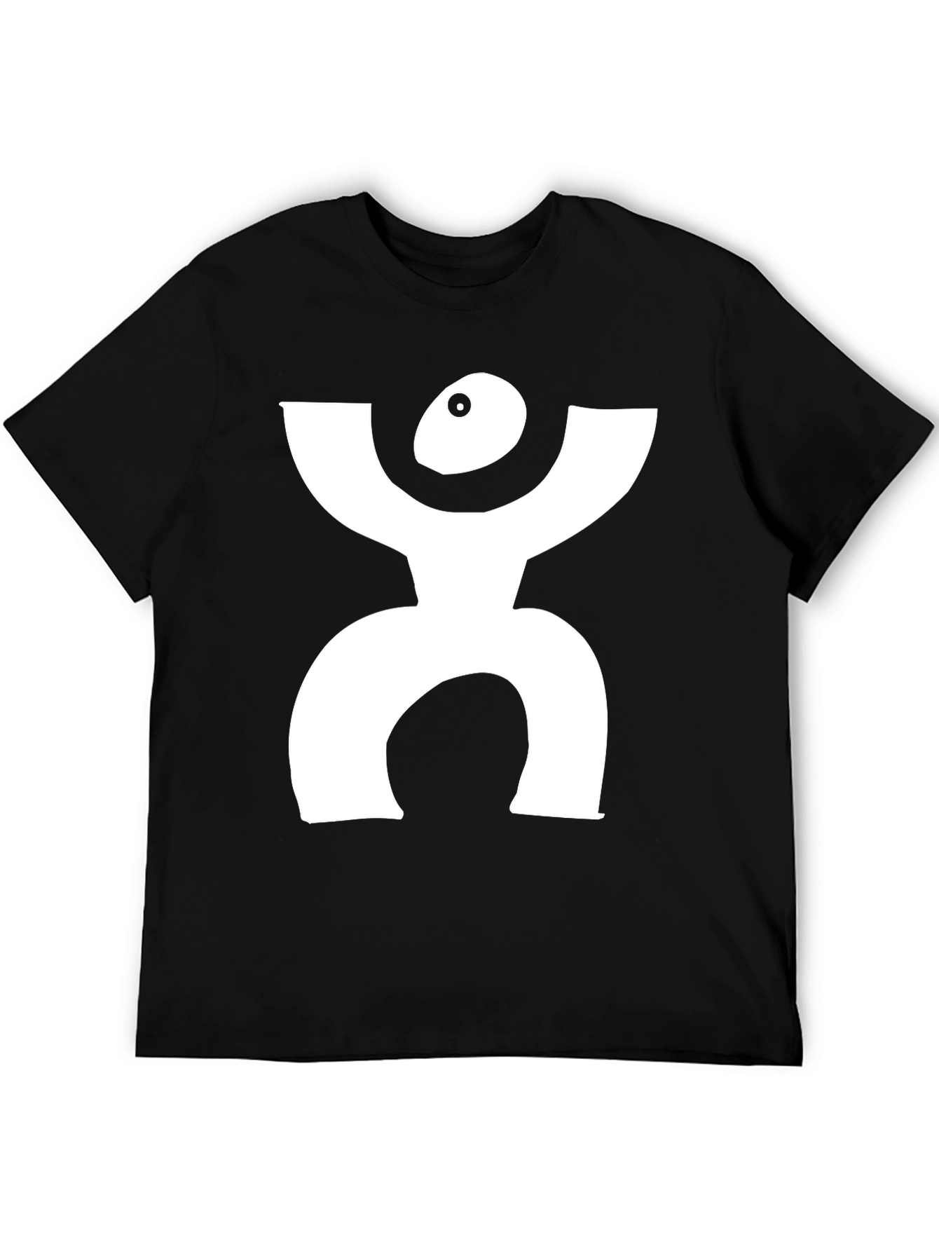 Camiseta Negra con Diseño Blanco Abstracto