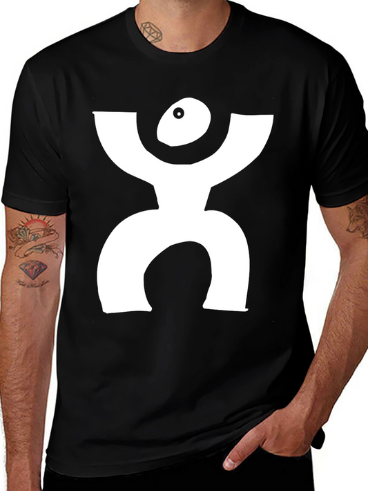 Camiseta Negra con Diseño Blanco Abstracto