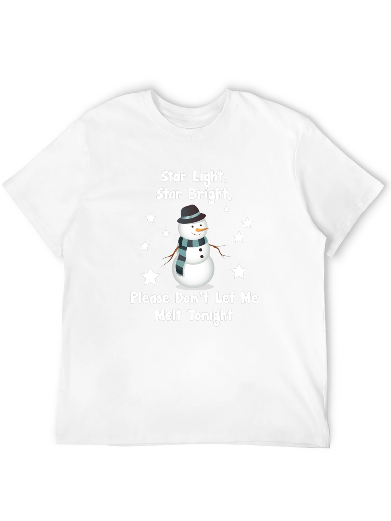 Camiseta Negra Estampada Muñeco de Nieve