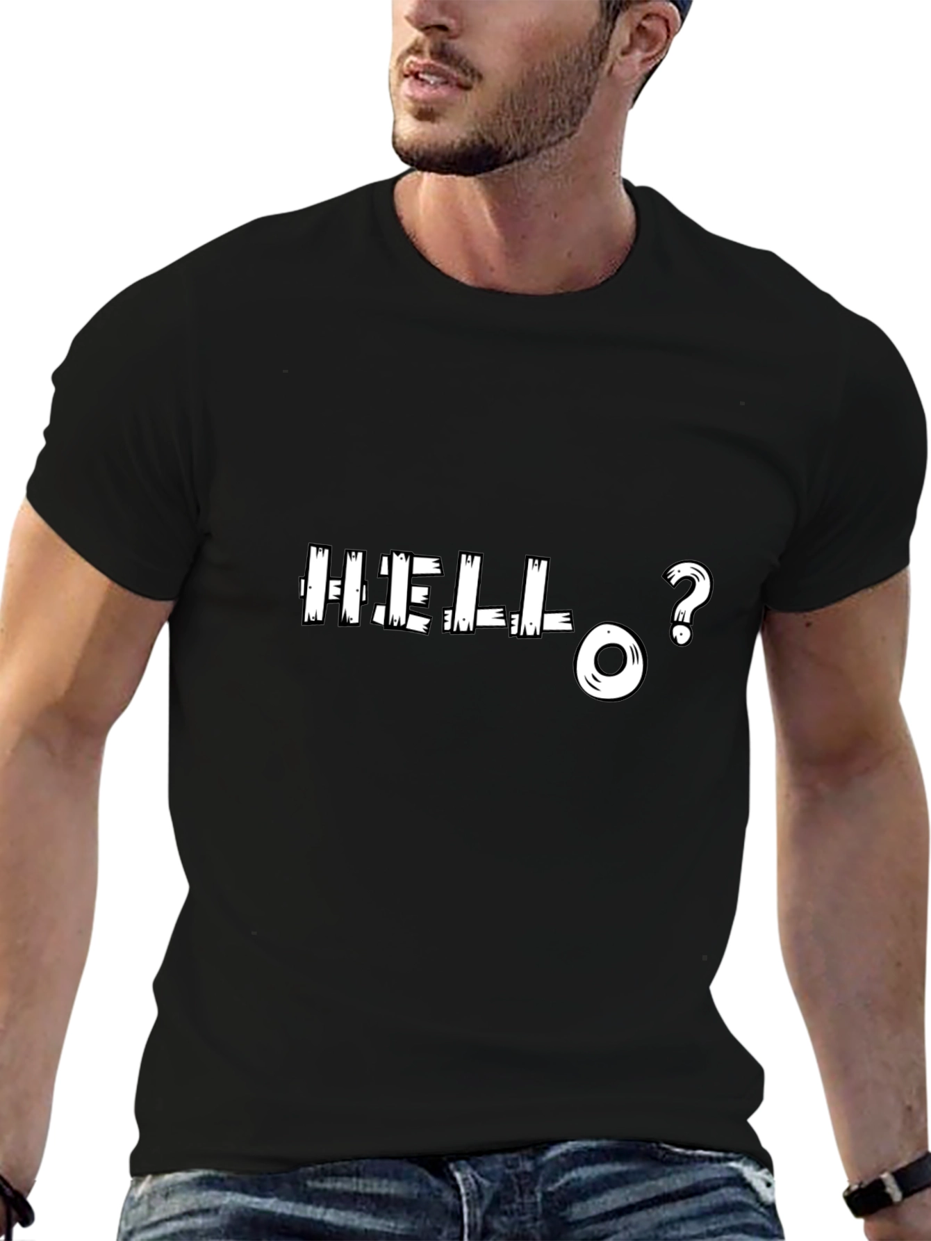 Camiseta Negra con Diseño Hello?