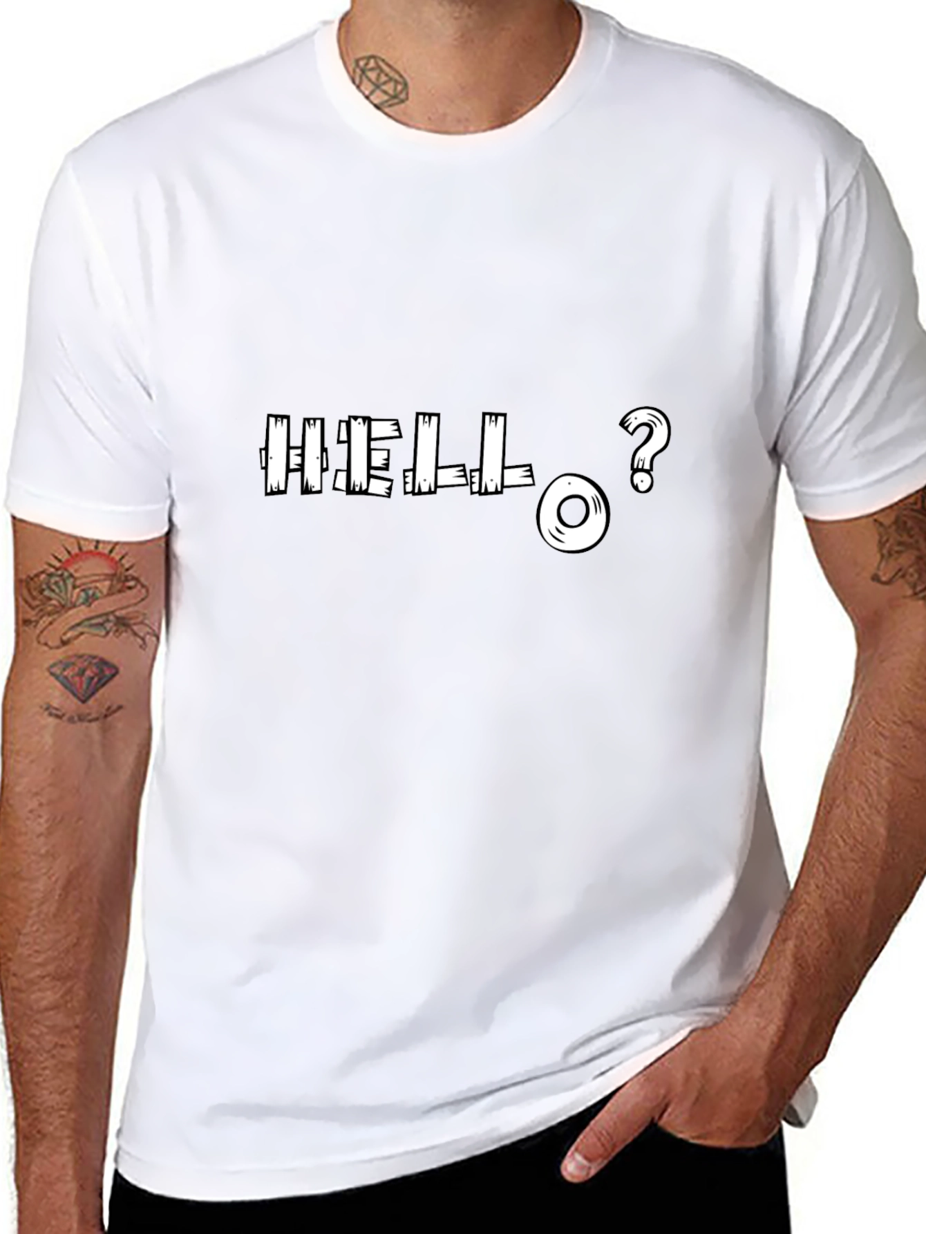 Camiseta Negra con Diseño Hello?