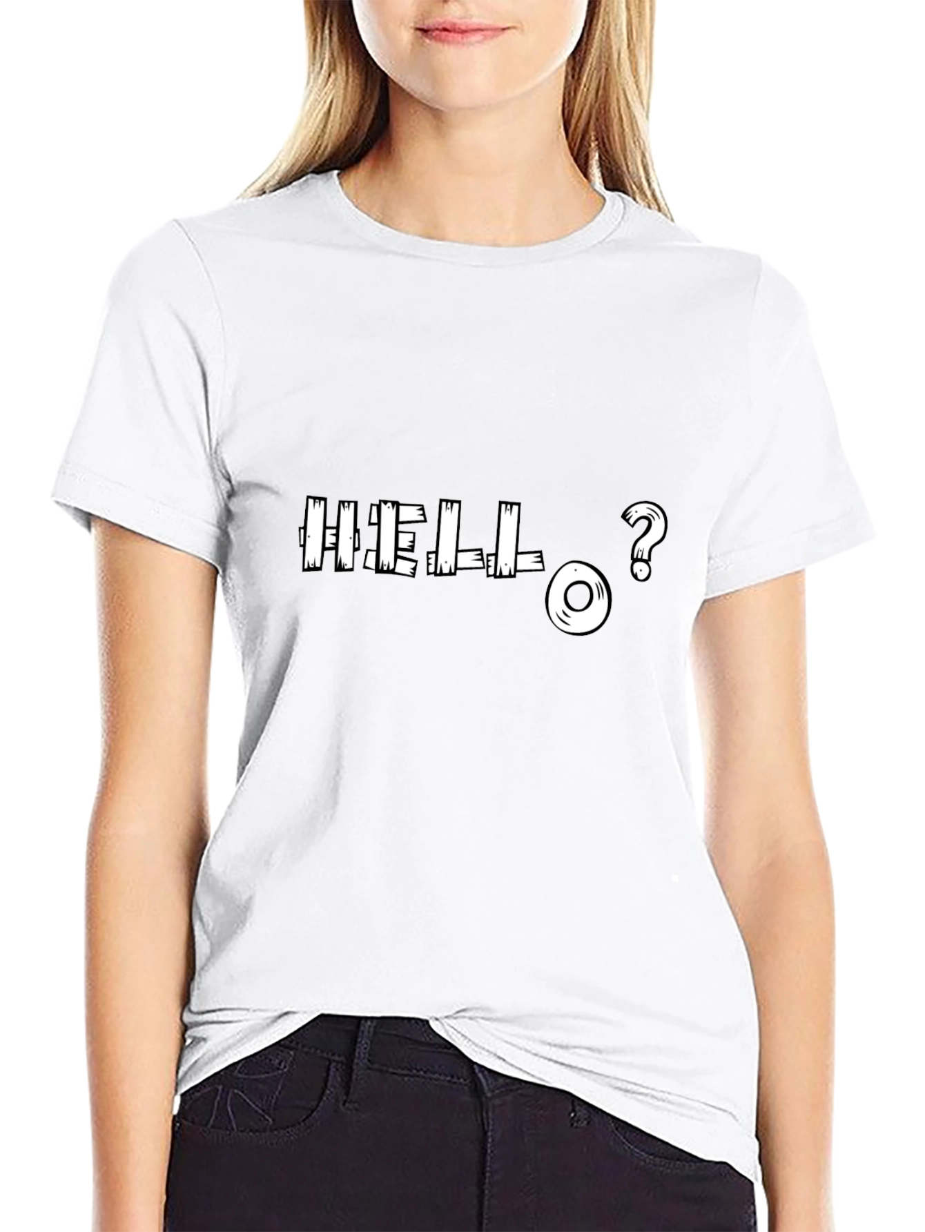 Camiseta Negra con Diseño Hello?