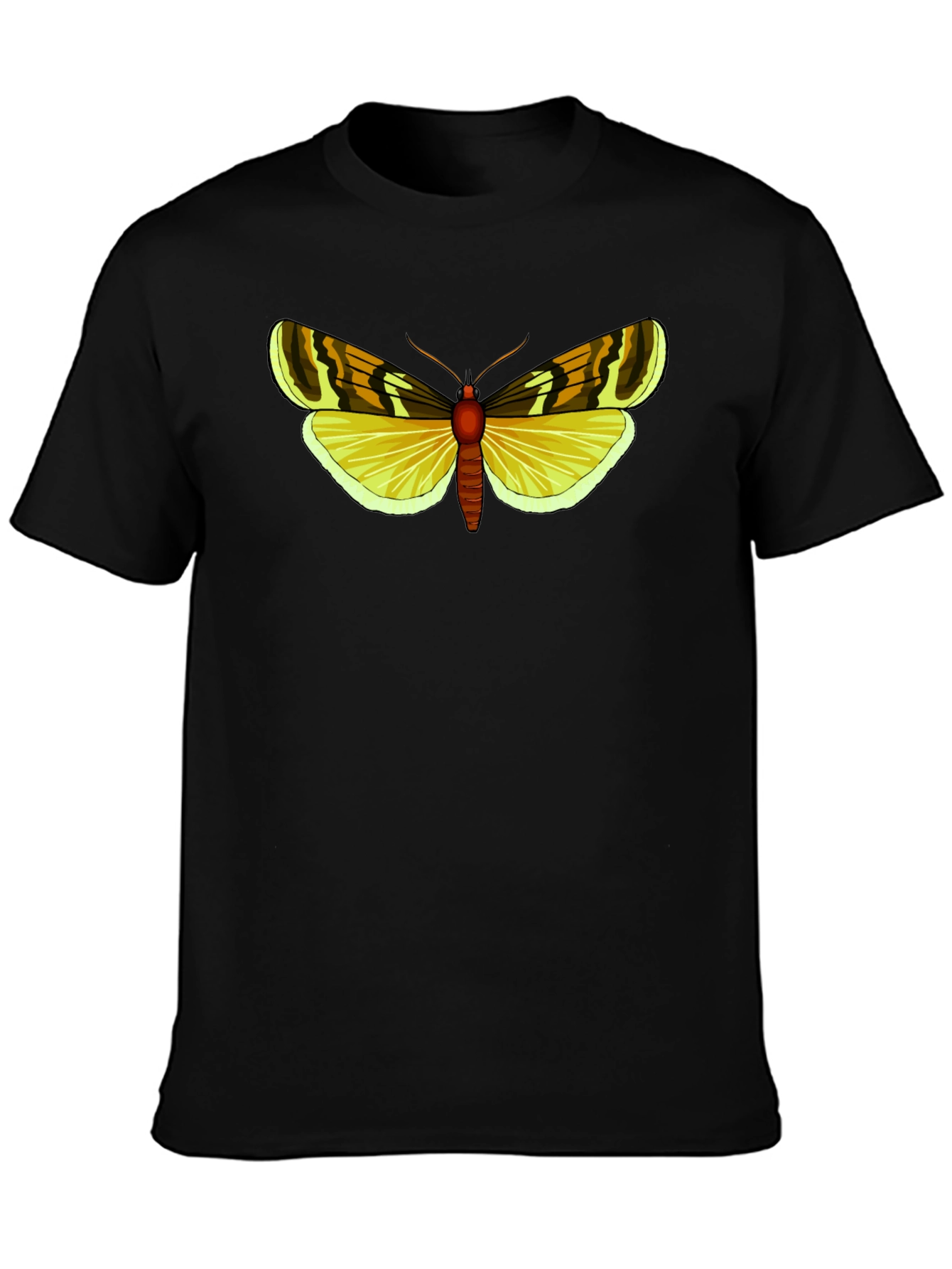Camiseta Negra con Diseño de Mariposa Amarilla
