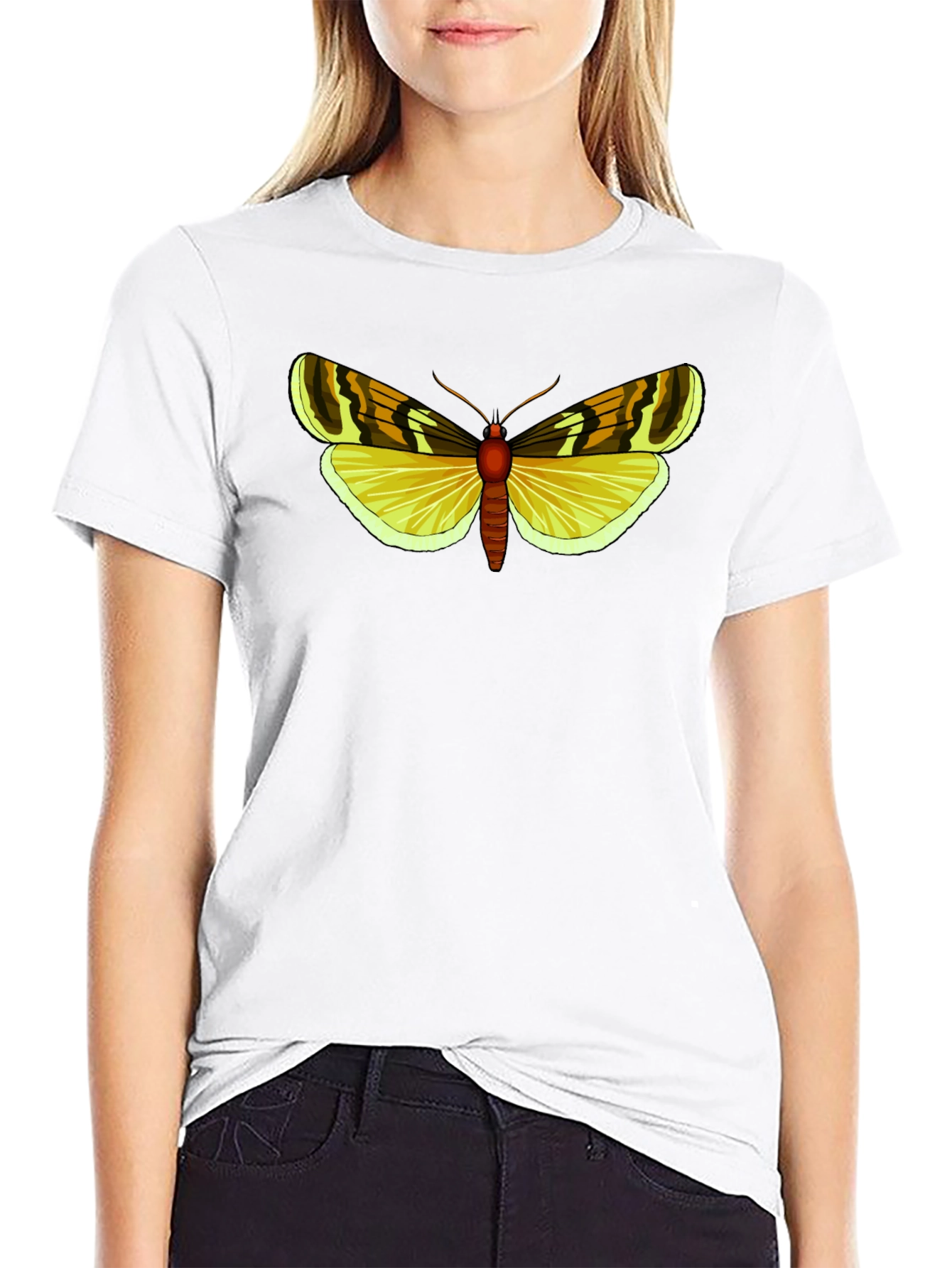 Camiseta Negra con Diseño de Mariposa Amarilla