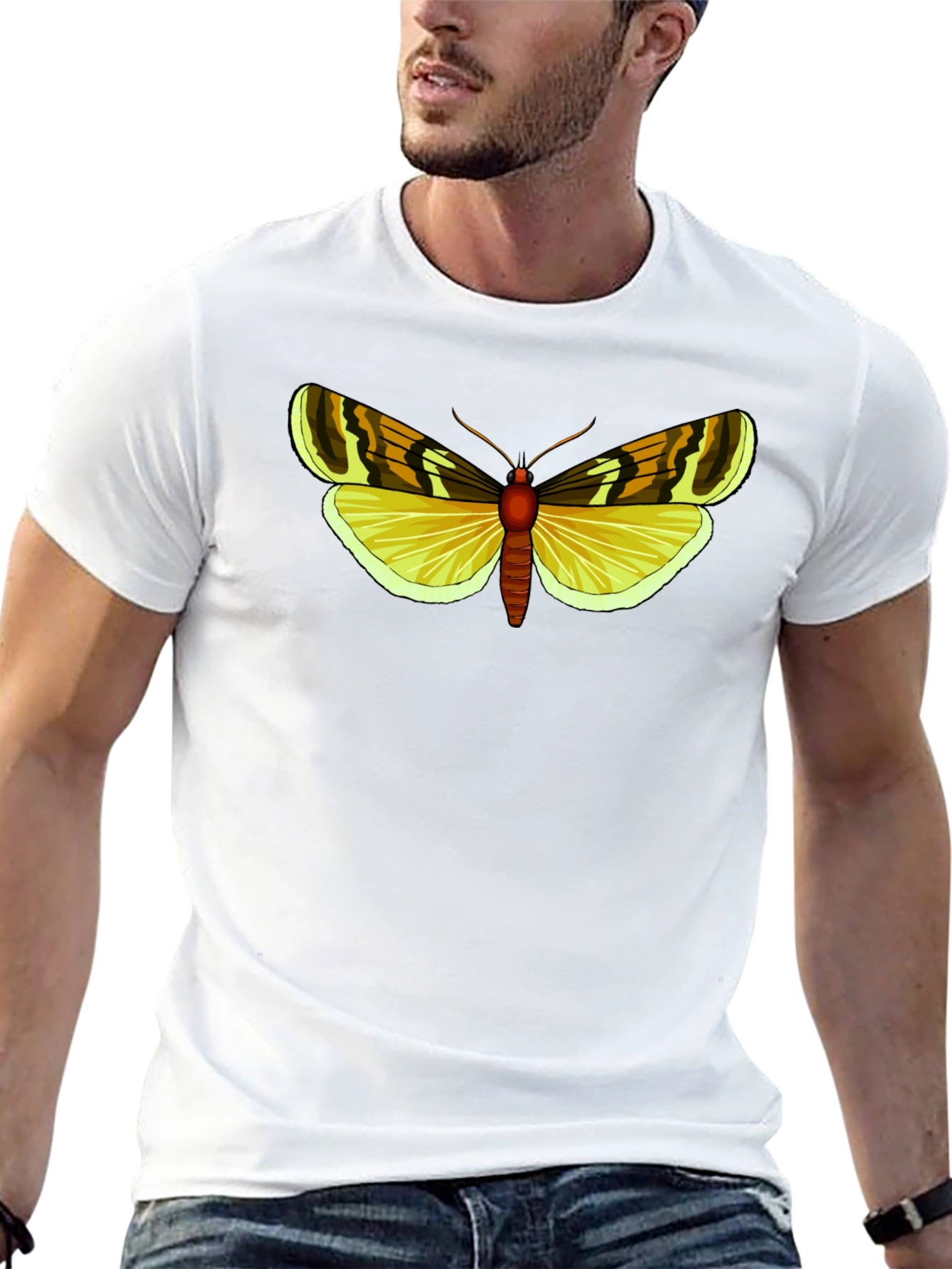 Camiseta Negra con Diseño de Mariposa Amarilla