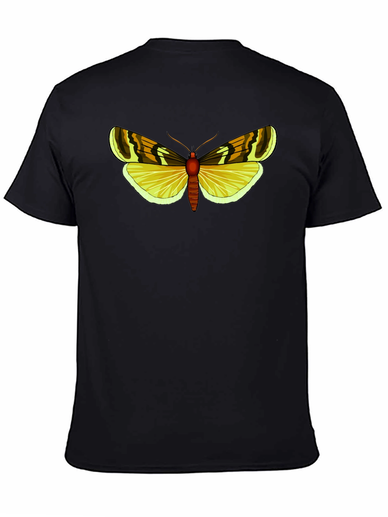 Camiseta Negra con Diseño de Mariposa Amarilla