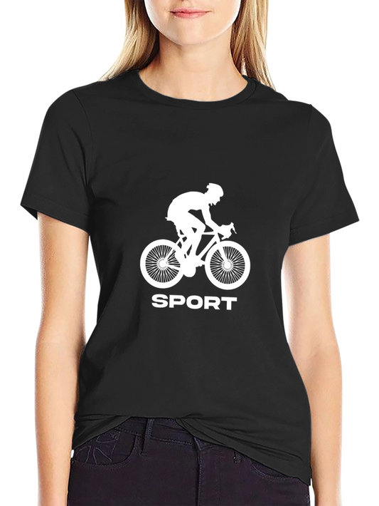 Camiseta Negra Deportiva con Diseño de Ciclista