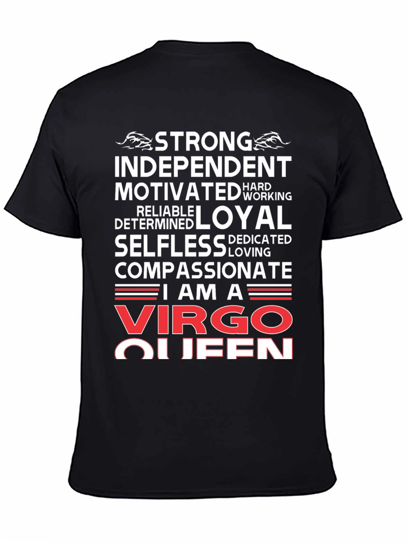 Camiseta Negra Virgo Queen: Fuerte e Independiente
