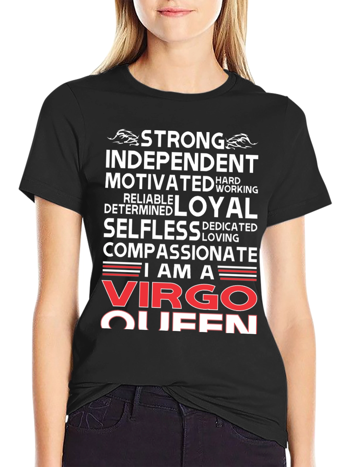Camiseta Negra Virgo Queen: Fuerte e Independiente