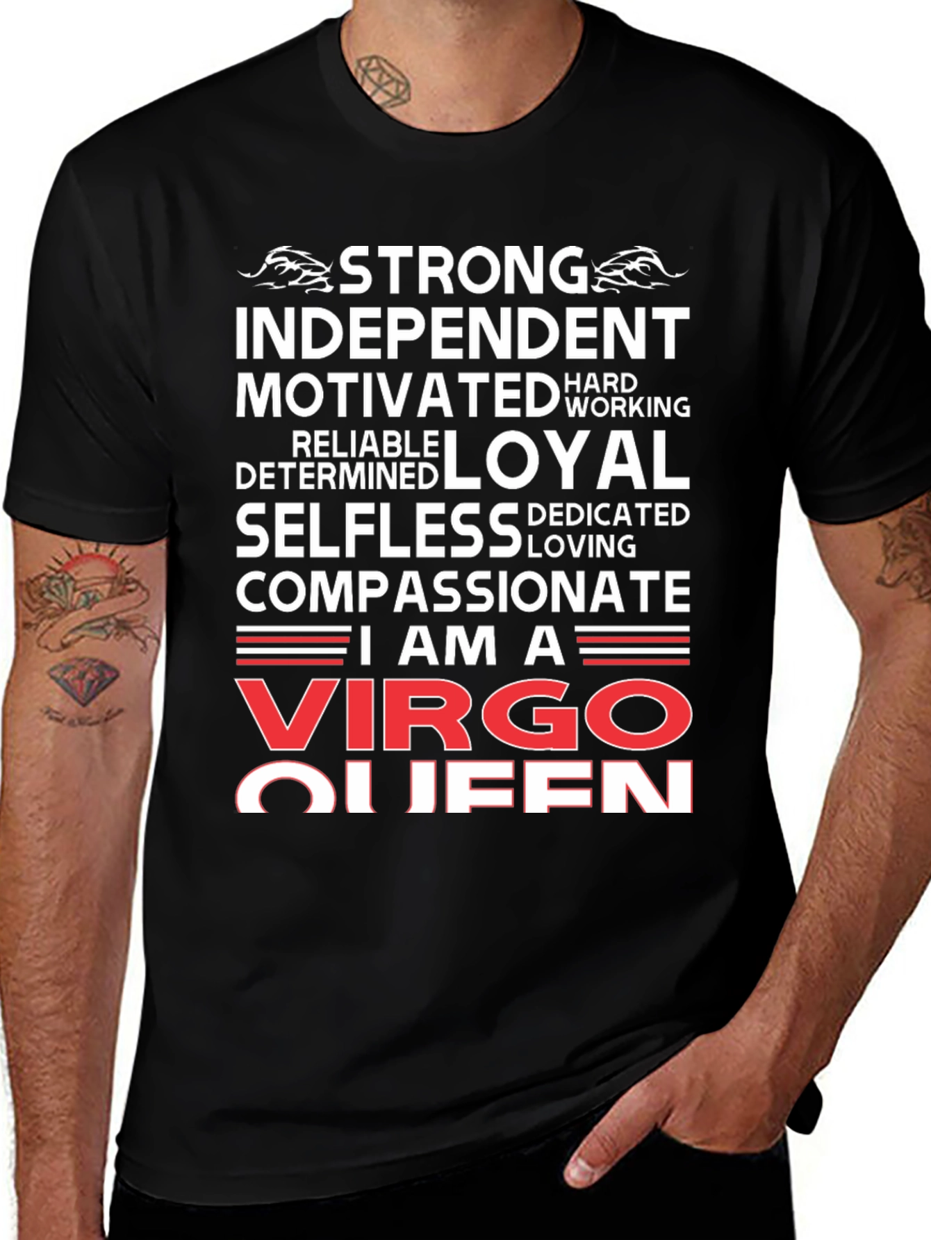 Camiseta Negra Virgo Queen: Fuerte e Independiente