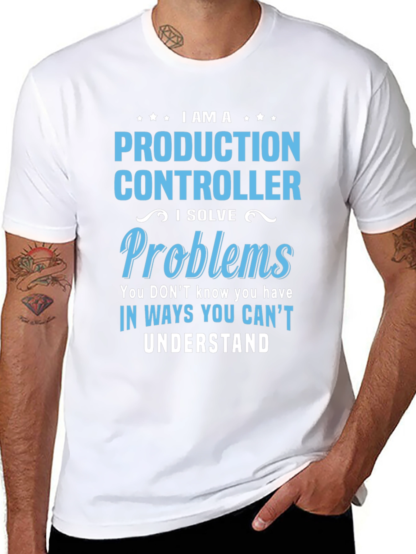 Camiseta Negra Controlador de Producción Resuelve Problemas