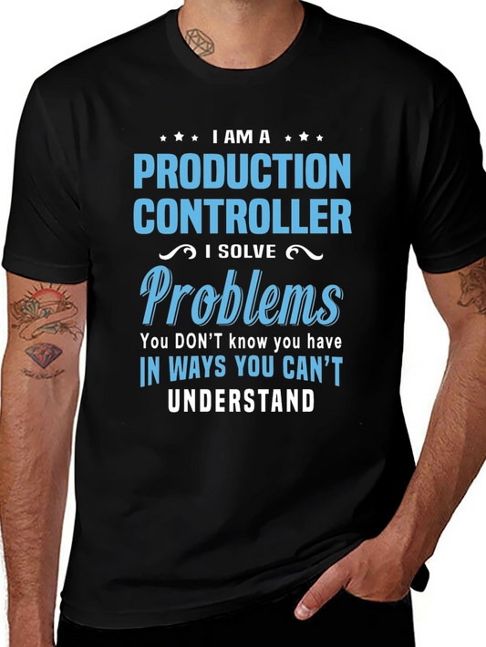 Camiseta Negra Controlador de Producción Resuelve Problemas