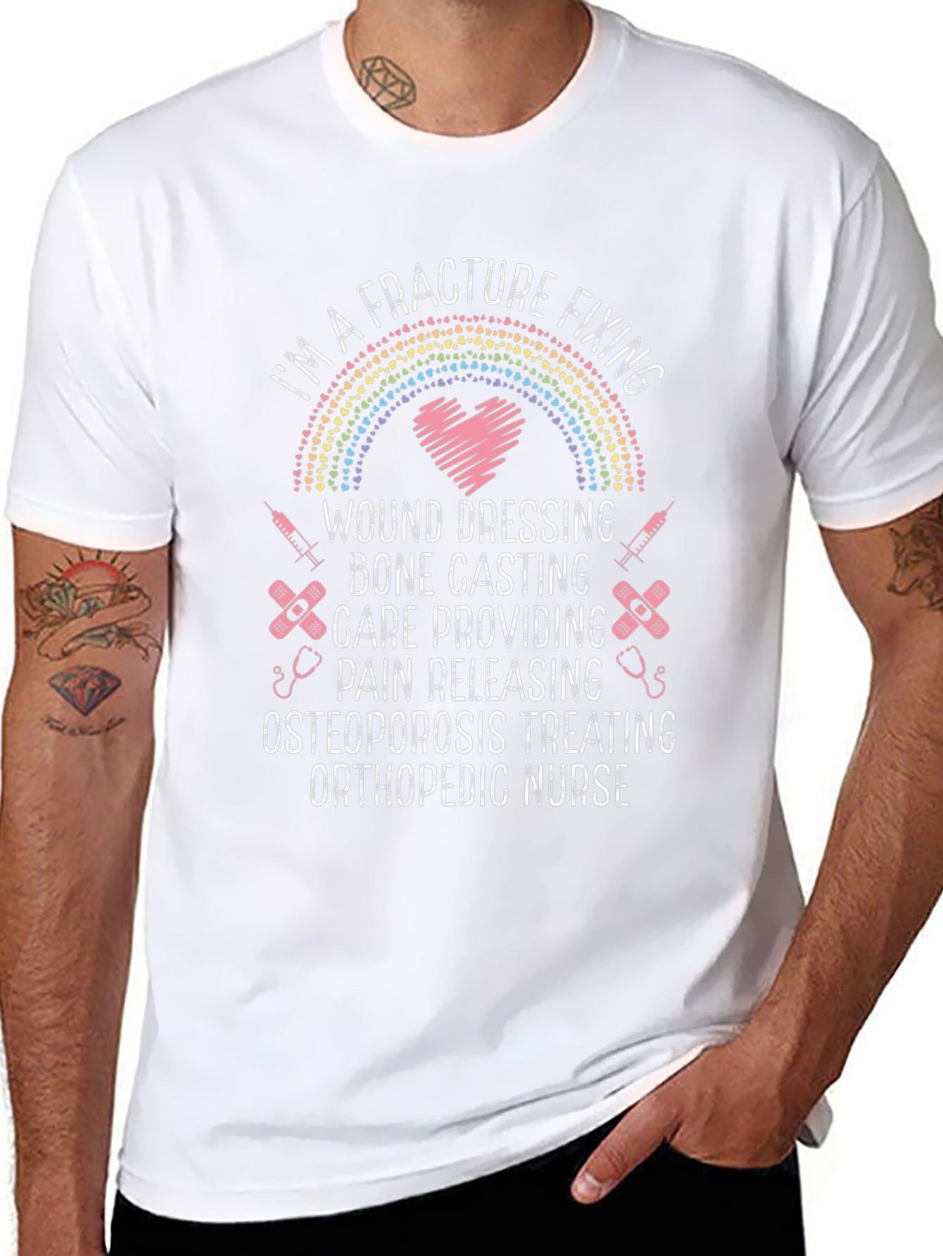 Camiseta Negra: Enfermera Ortopédica - Cuidado Fracturas