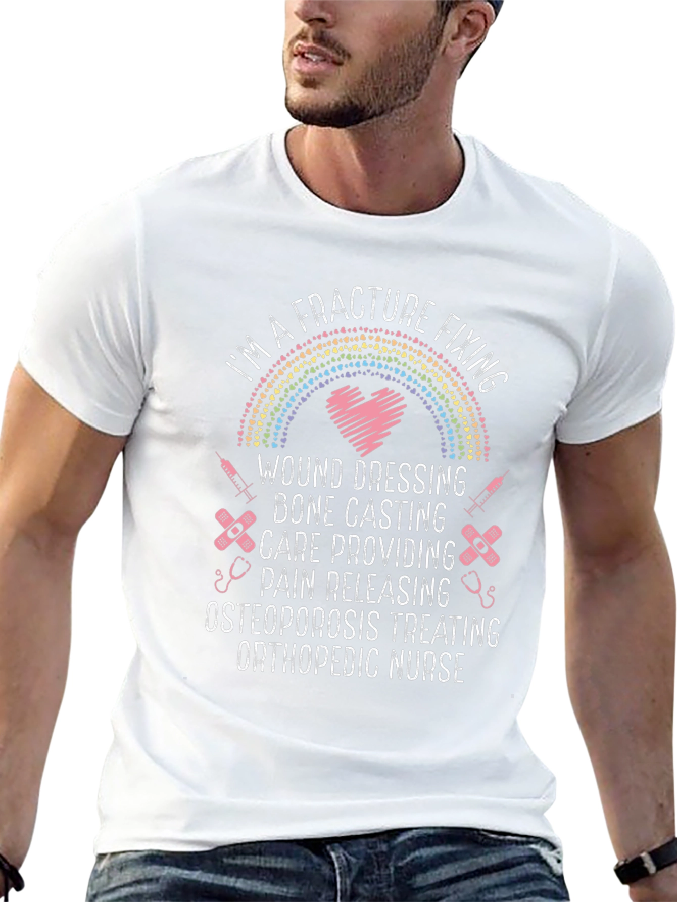 Camiseta Negra: Enfermera Ortopédica - Cuidado Fracturas