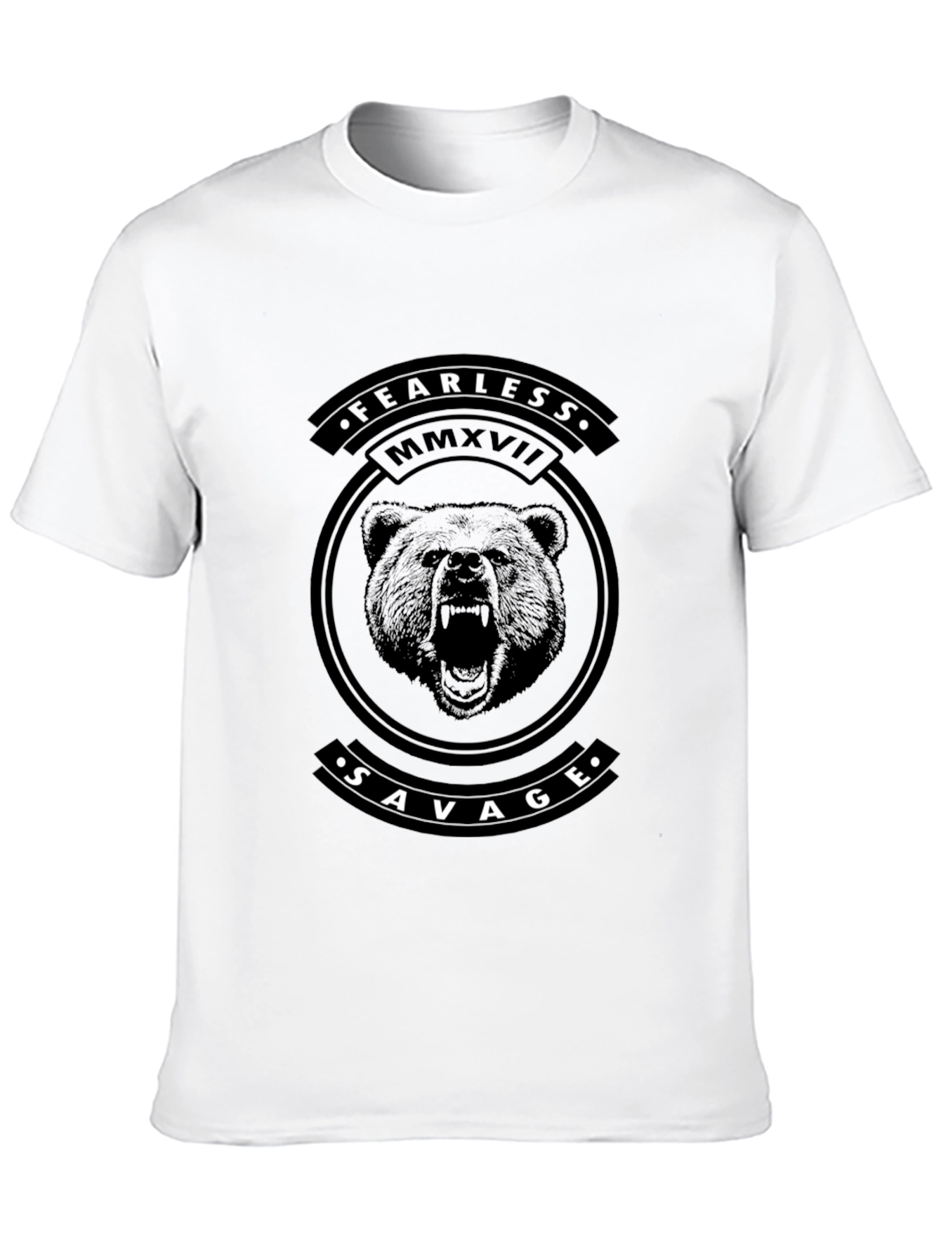 Camiseta Negra Fearless Savage Diseño Oso