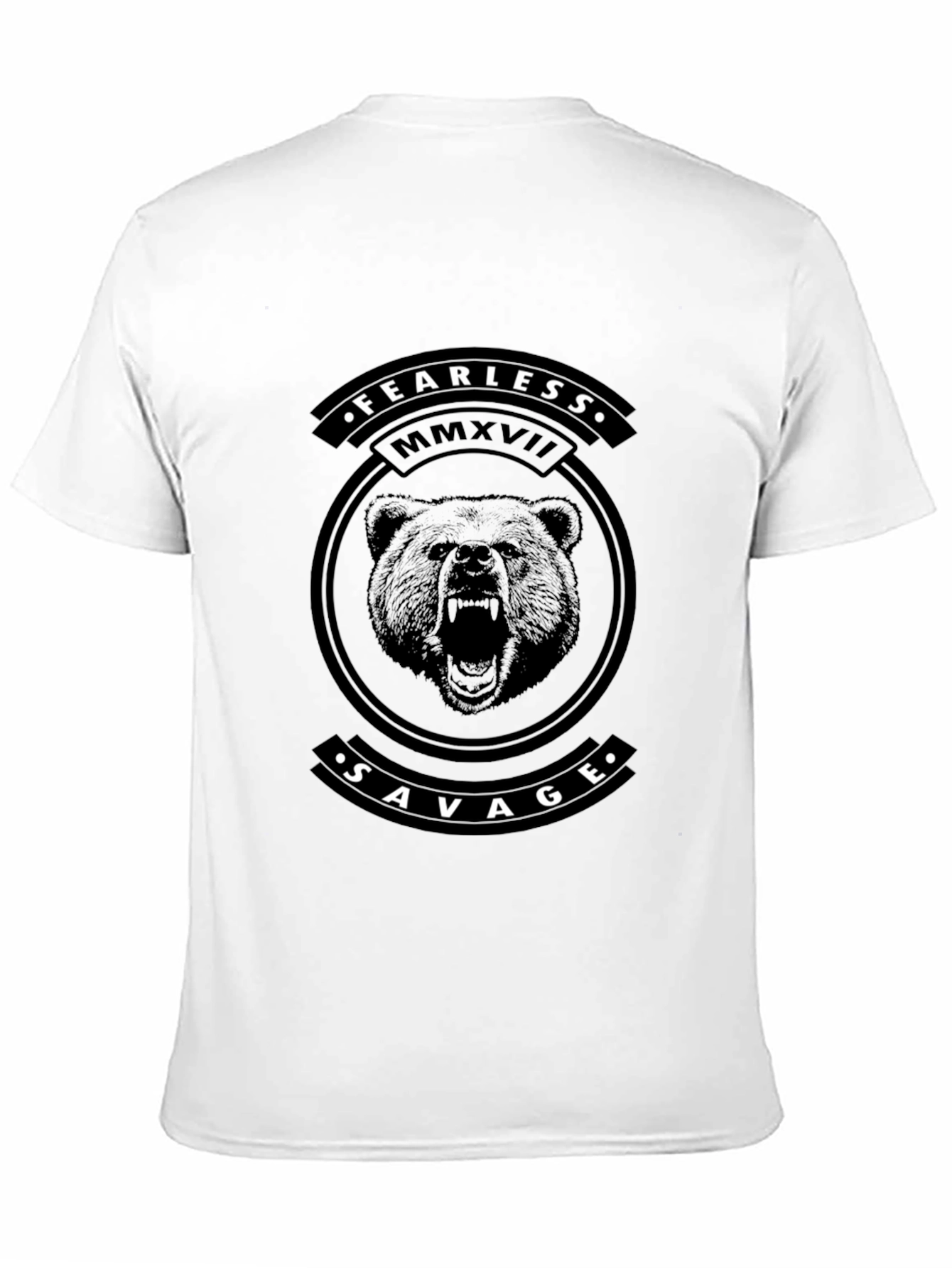 Camiseta Negra Fearless Savage Diseño Oso