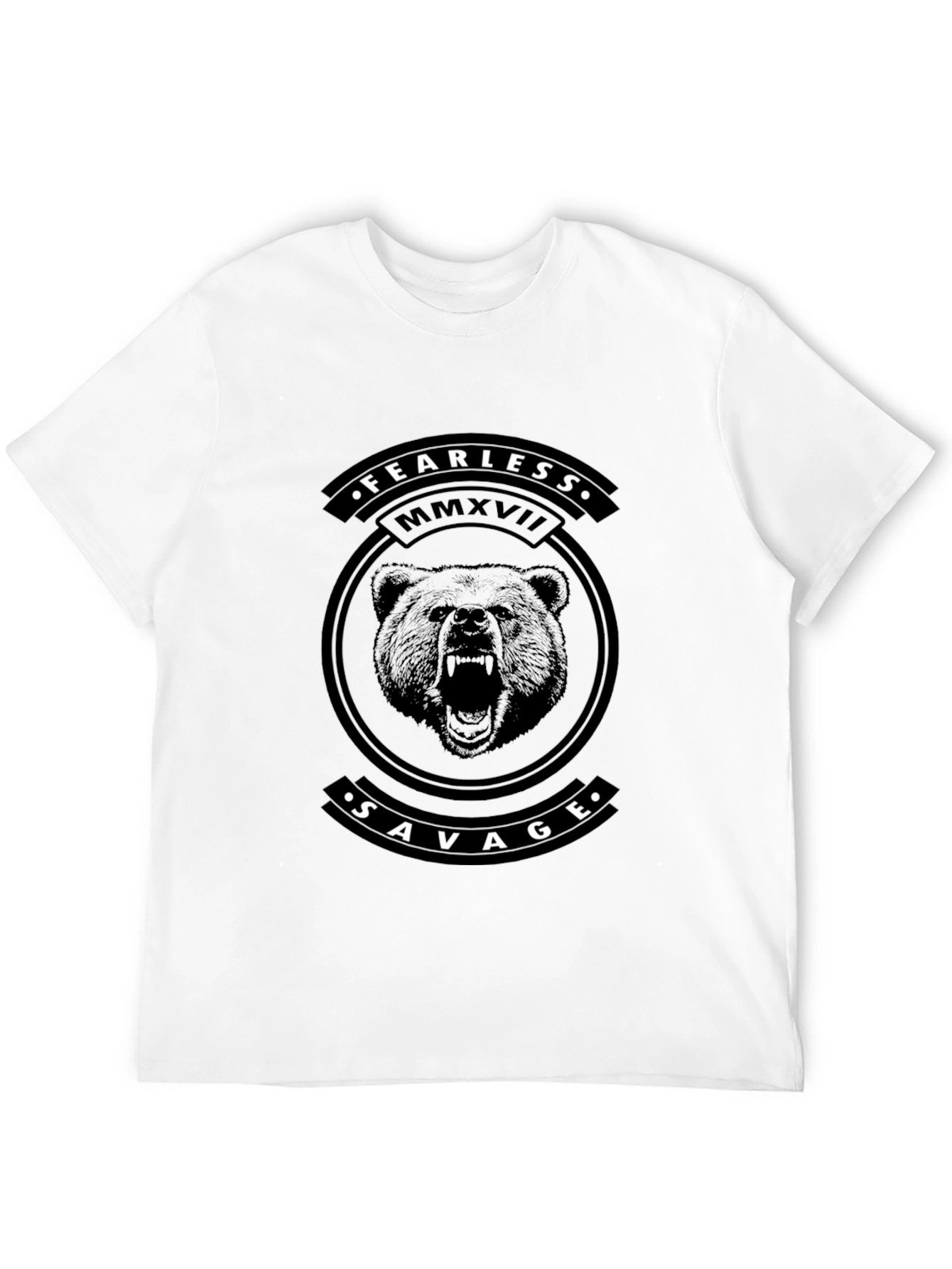 Camiseta Negra Fearless Savage Diseño Oso