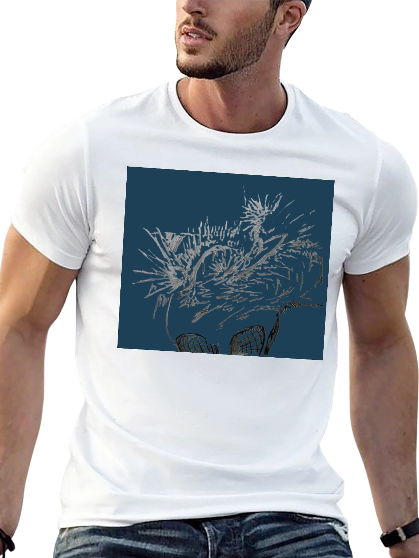 Camiseta Negra Estampada Diseño Abstracto