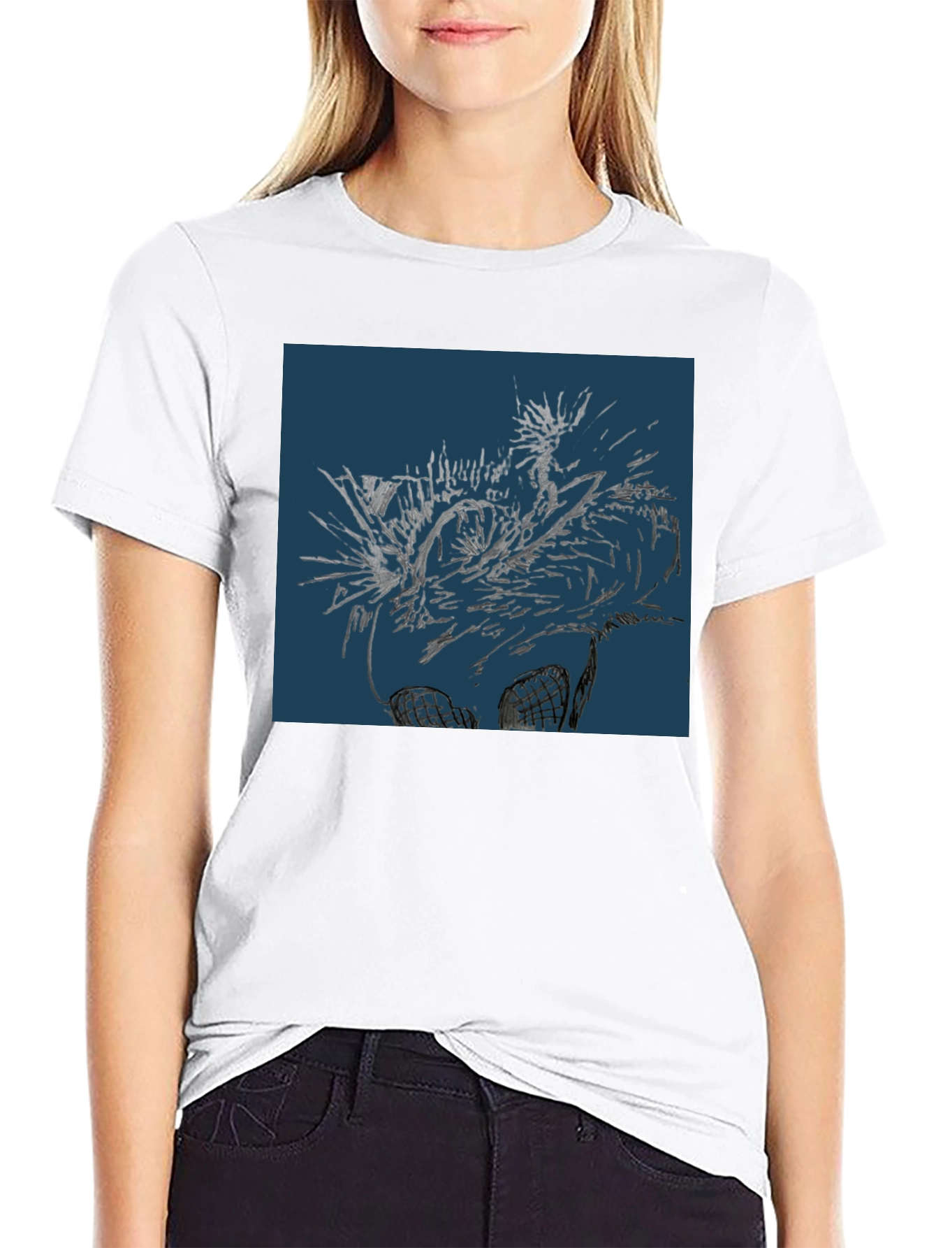 Camiseta Negra Estampada Diseño Abstracto