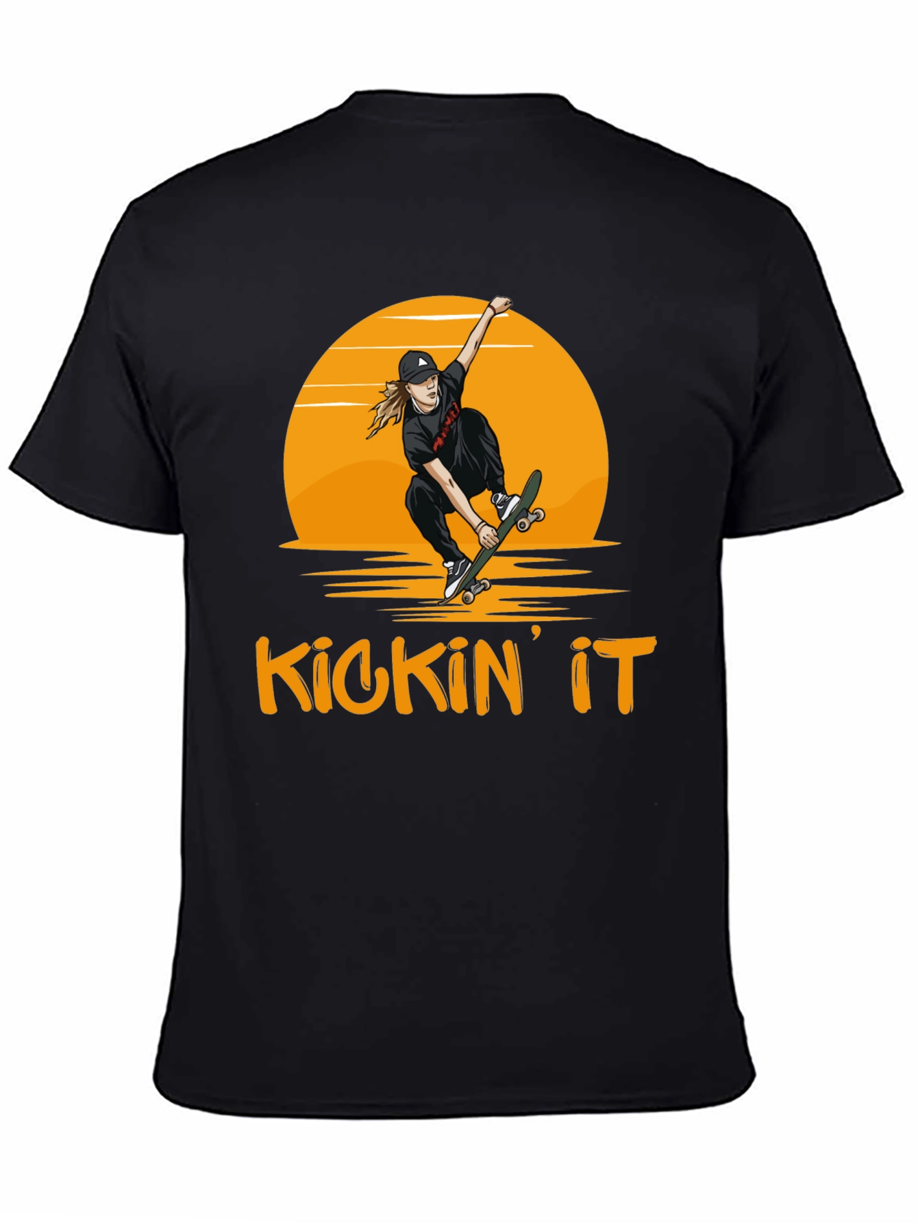 Camiseta Negra Kickin It Skateboarding