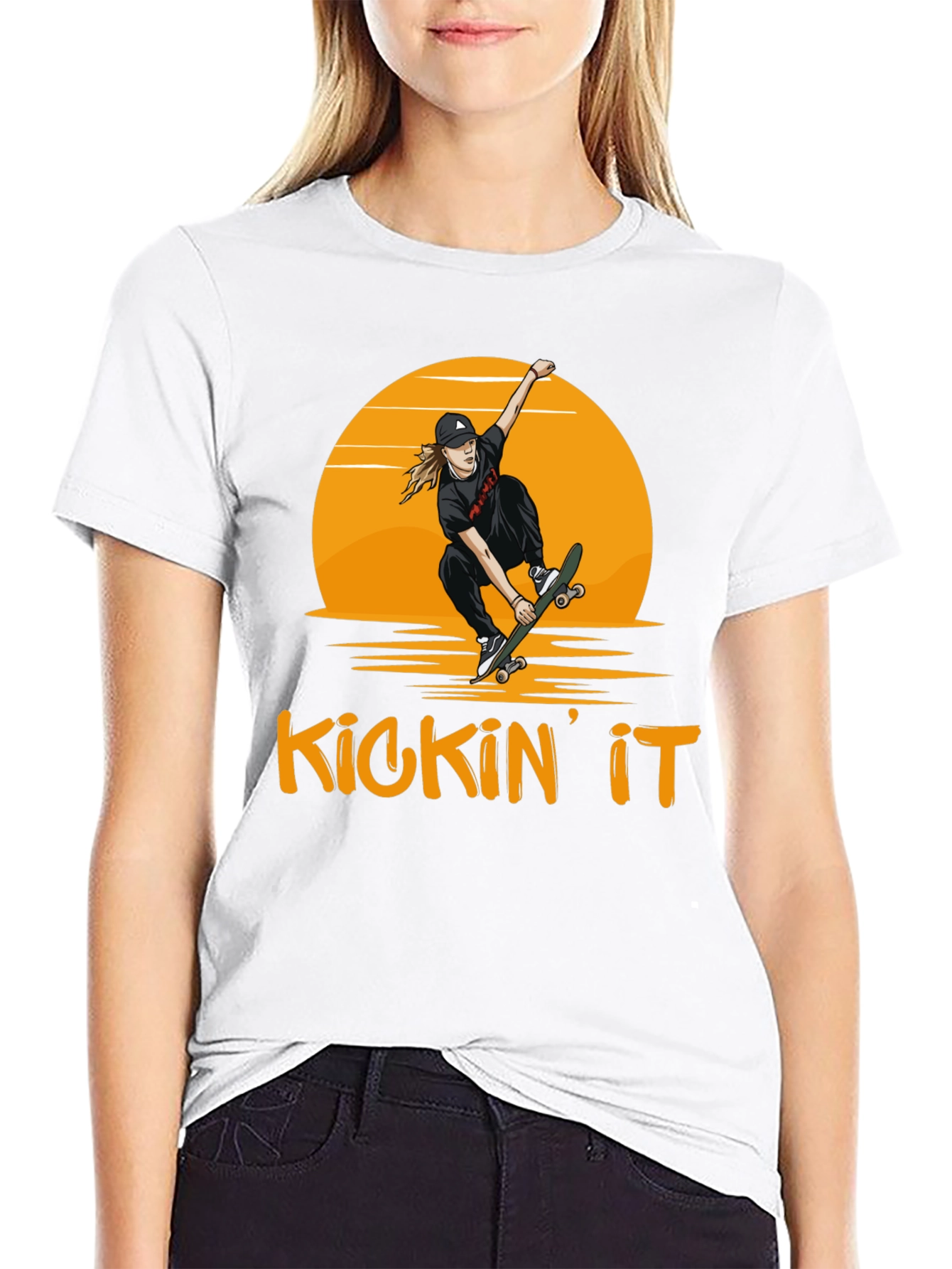 Camiseta Negra Kickin It Skateboarding