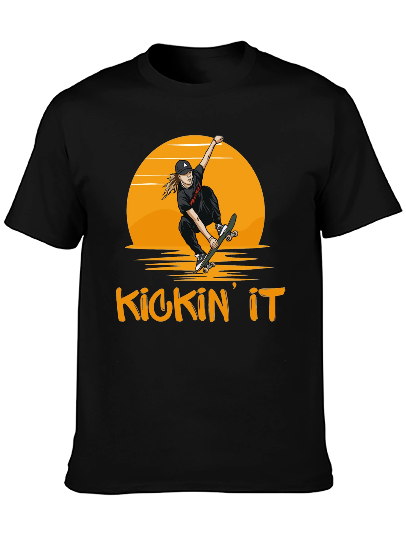 Camiseta Negra Kickin It Skateboarding