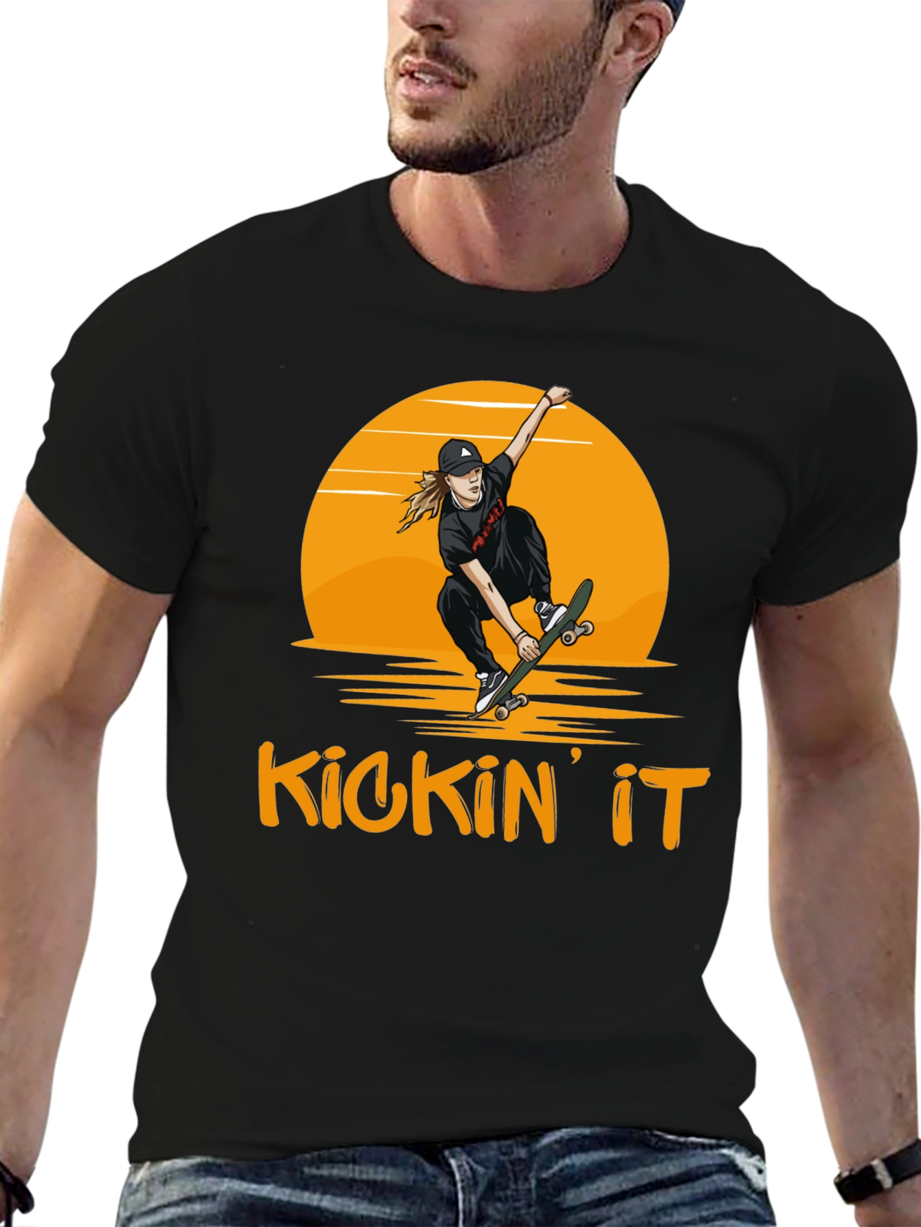 Camiseta Negra Kickin It Skateboarding